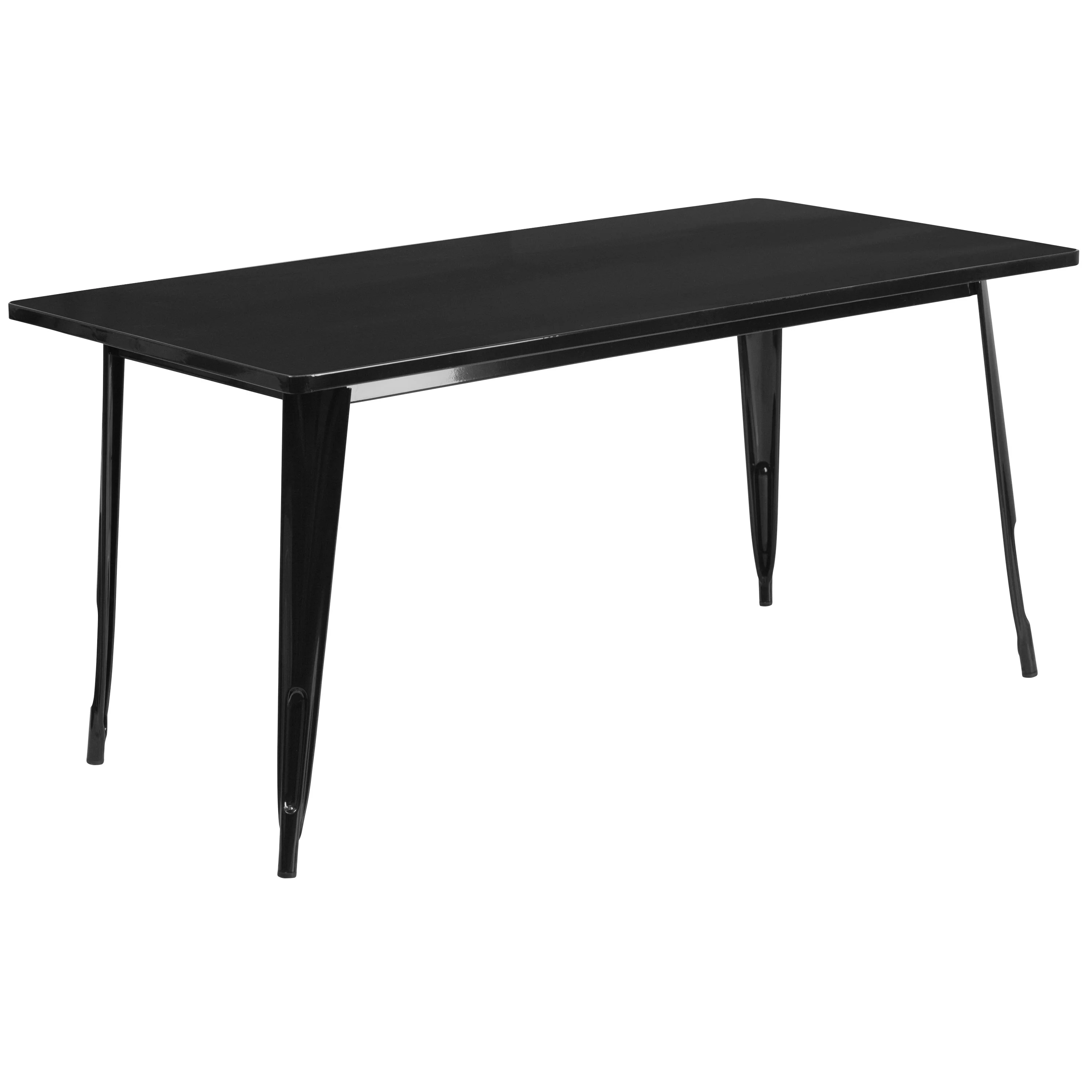 BizChair Commercial Grade 31.5″ x 63″ Rectangular Black Metal Indoor-Outdoor Table