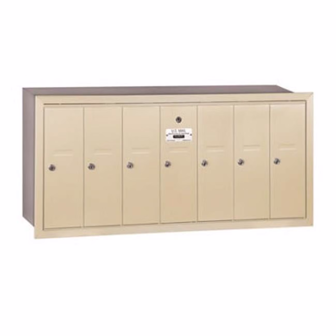 Vertical Mailbox – 7 Doors – Sandstone – Recessed Mounted – USPS Access