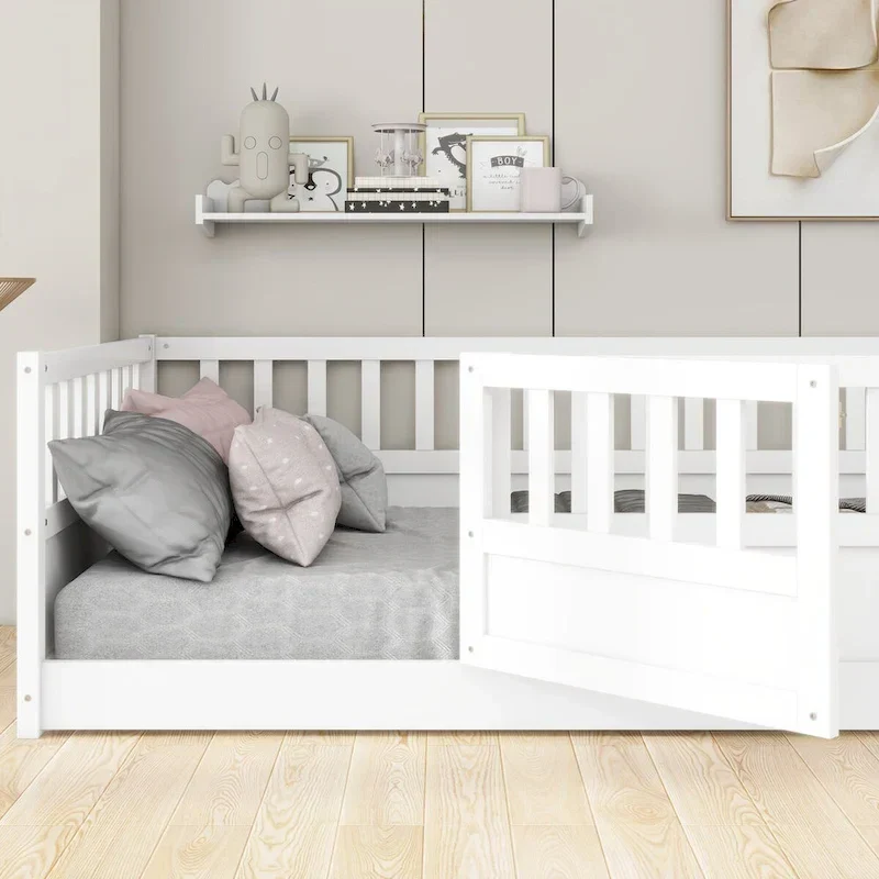 Montessori wooden children's floor bed with Support slat