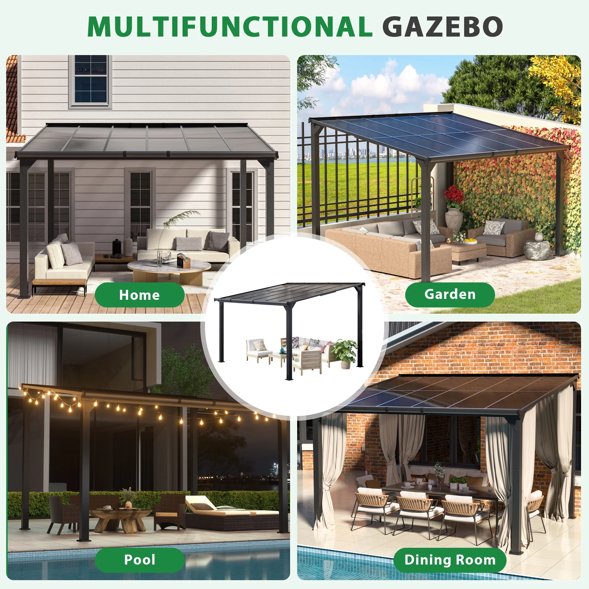 Jaxpety 14 x 10 ft. Hardtop Gazebo Outdoor Awnings for Patio, Backyard, Porch