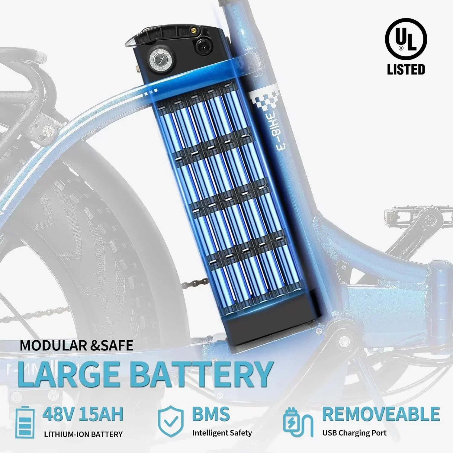 Electric Bike For Adults 750W 48V 15Ah Removable Battery 20×4 Fat Tire Folding – MN-20