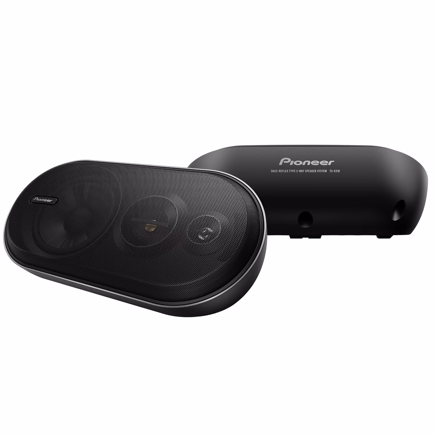 Pioneer TS-X210 4-5/8-In. x 12-1/2-In. x 6-In. 100-Watt 3-Way Surface-Mount Bass Reflex Speakers Black, Max Power 2 Pack, TS-X210