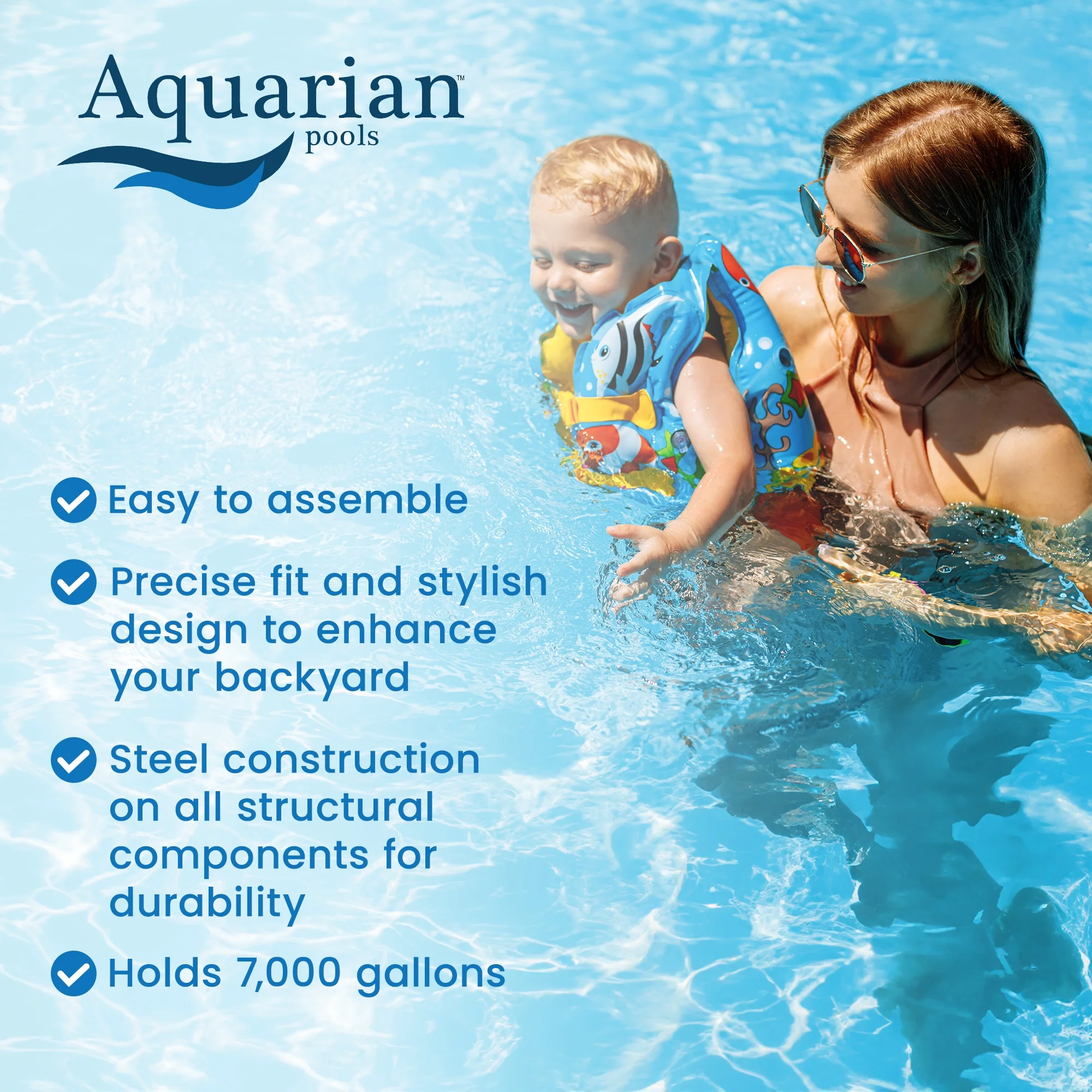 Aquarian Phoenix 15' x 52" Steel Frame DIY Family Above Ground Pool Kit