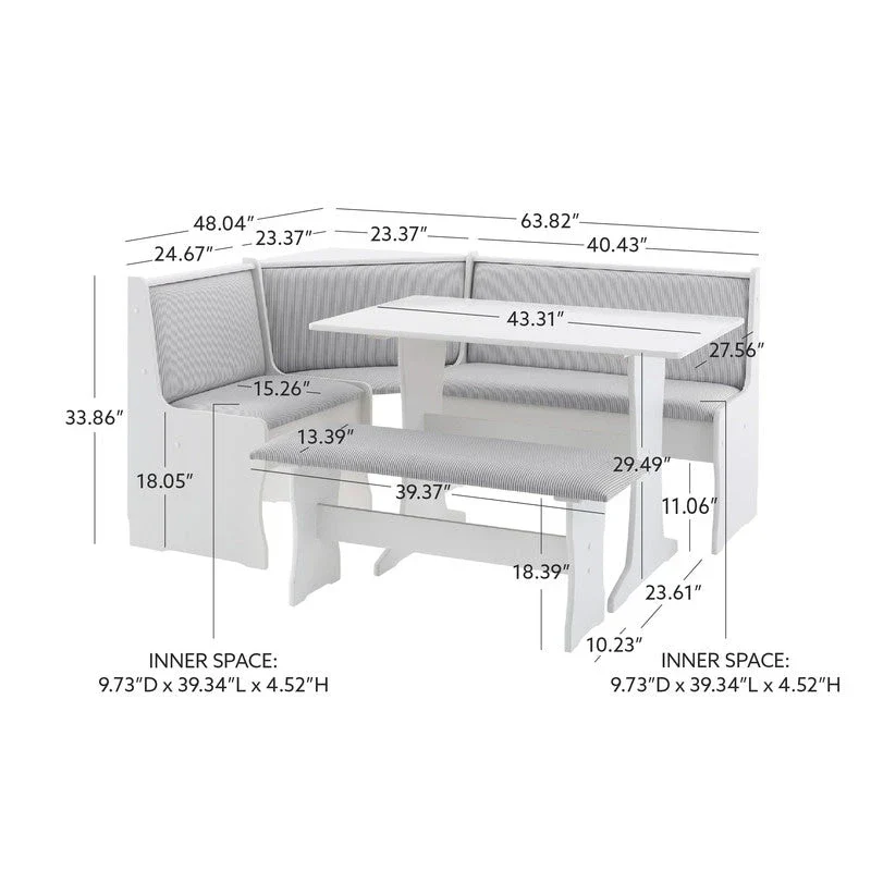 Sedley Farmhouse Nook Dining Set with Storage