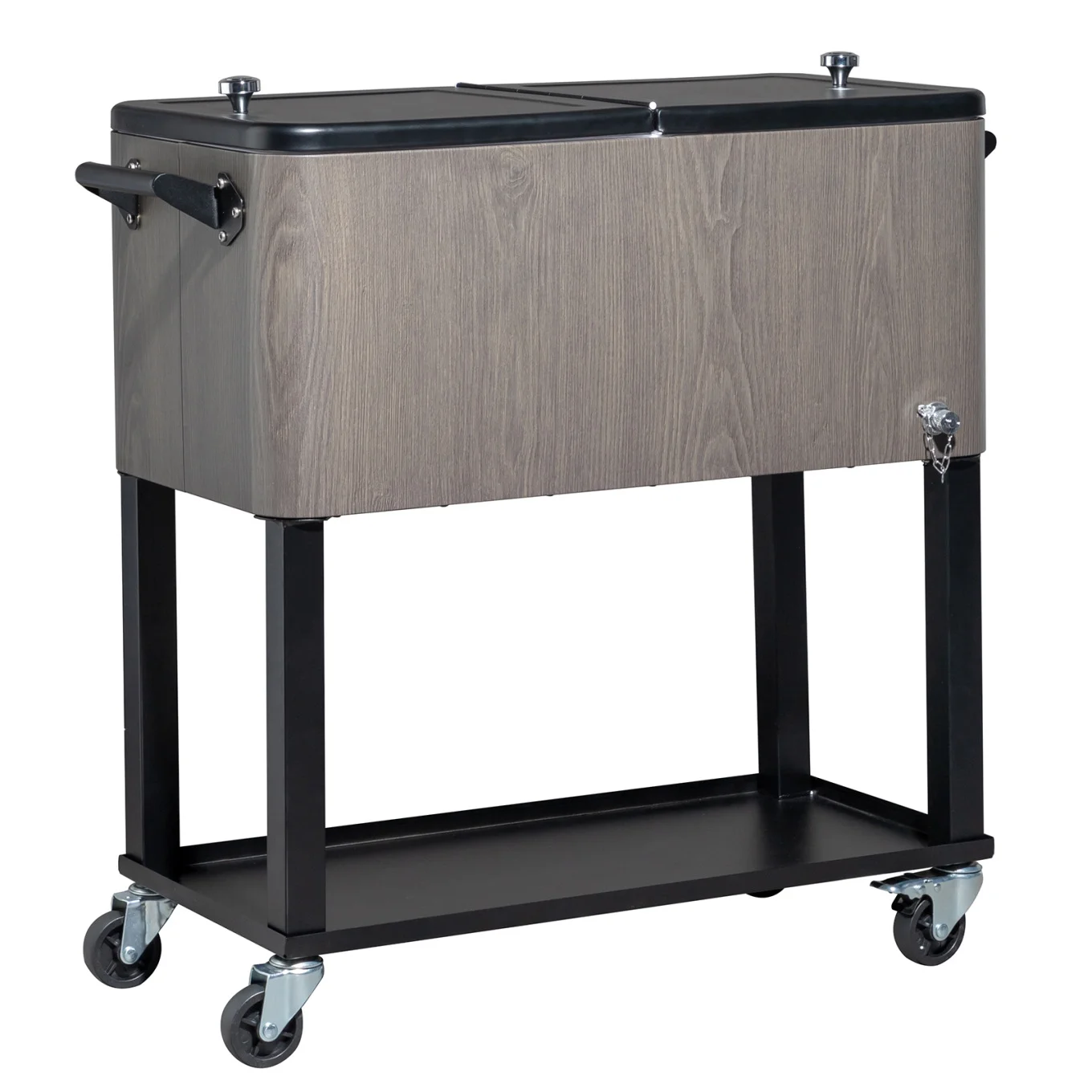 80Qt All-In-One Cooler Cart With Bottle Opener, Lower Storage Shelf and Cap Catcher, Outdoor Party Rolling Cooler With Lockable Wheels For Pool Side, Patio, Balcony, Mint(33.07 x 15.16 x 35.83)"