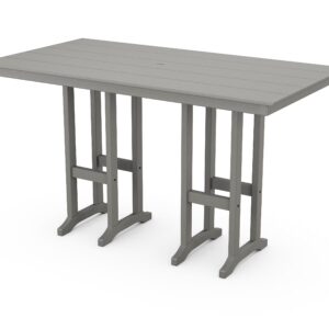 POLYWOOD 37" x 72" Farmhouse Patio Bar Table with Weather-Resistant Design, Slate Grey