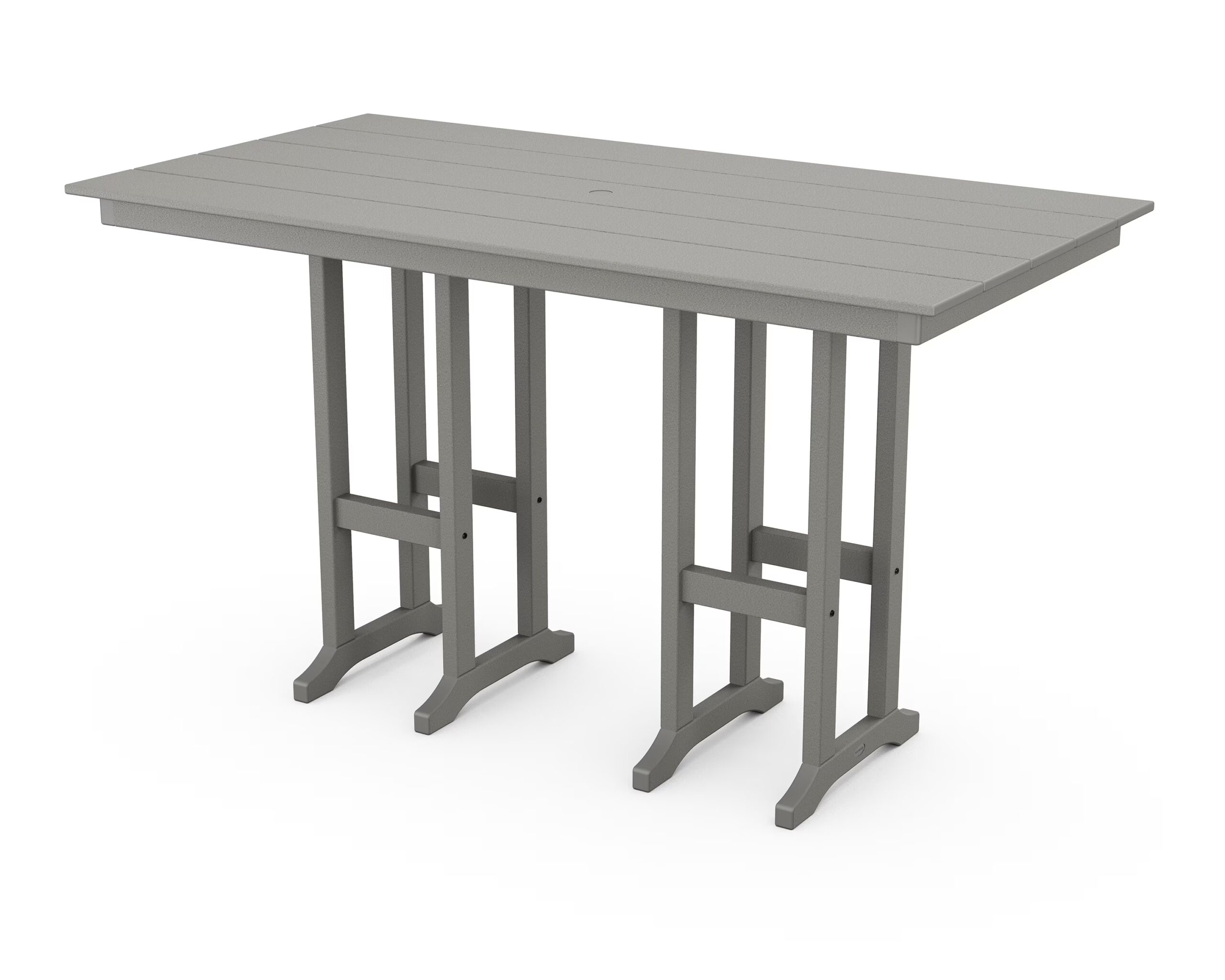 POLYWOOD 37″ x 72″ Farmhouse Patio Bar Table with Weather-Resistant Design, Slate Grey