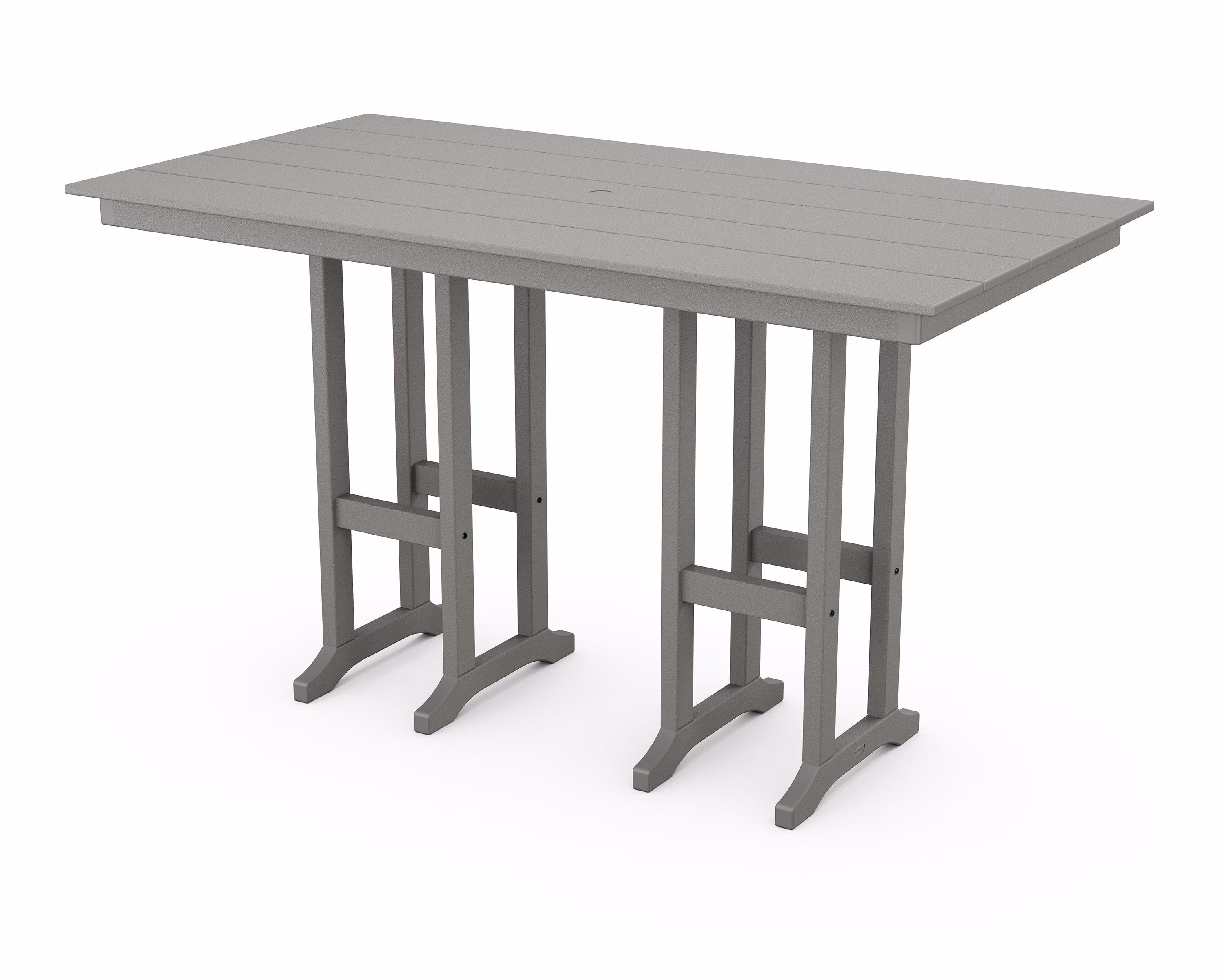 POLYWOOD 37″ x 72″ Farmhouse Patio Bar Table with Weather-Resistant Design, Slate Grey