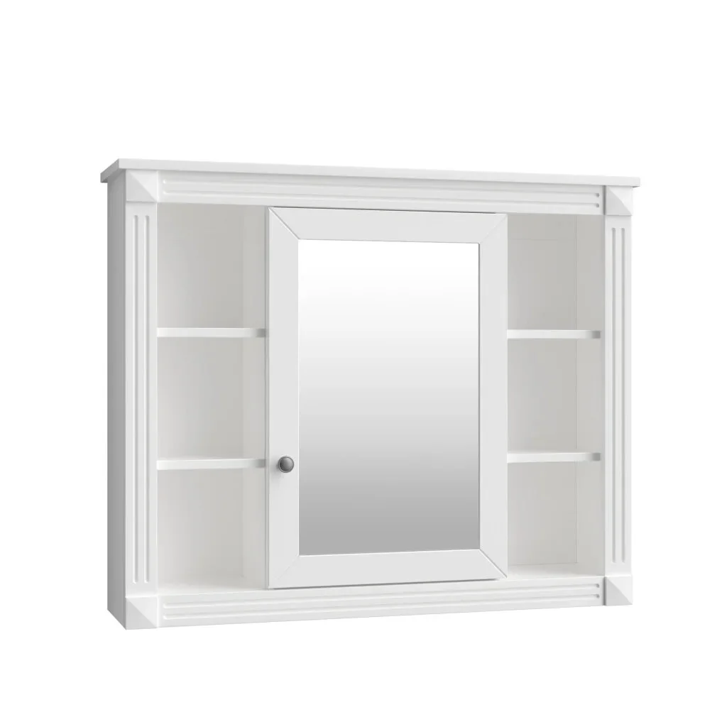 36'' Bathroom Vanity Set With Ceramic Sink Top, Mirror Cabinet, 2 Doors And 2 Drawers - Gray