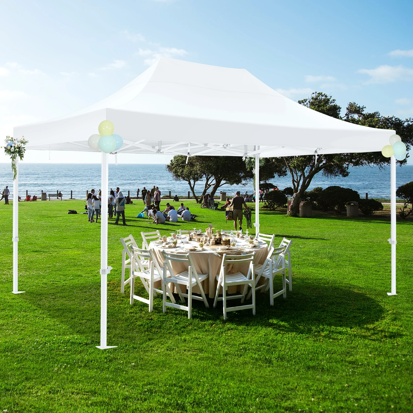 HOTEEL 10×15 Heavy Duty Canopy Tent ,Pop up Canopy for Parties Wedding,Commercial Easy up Gazebo with Roller Bag,UV 50+ &,White