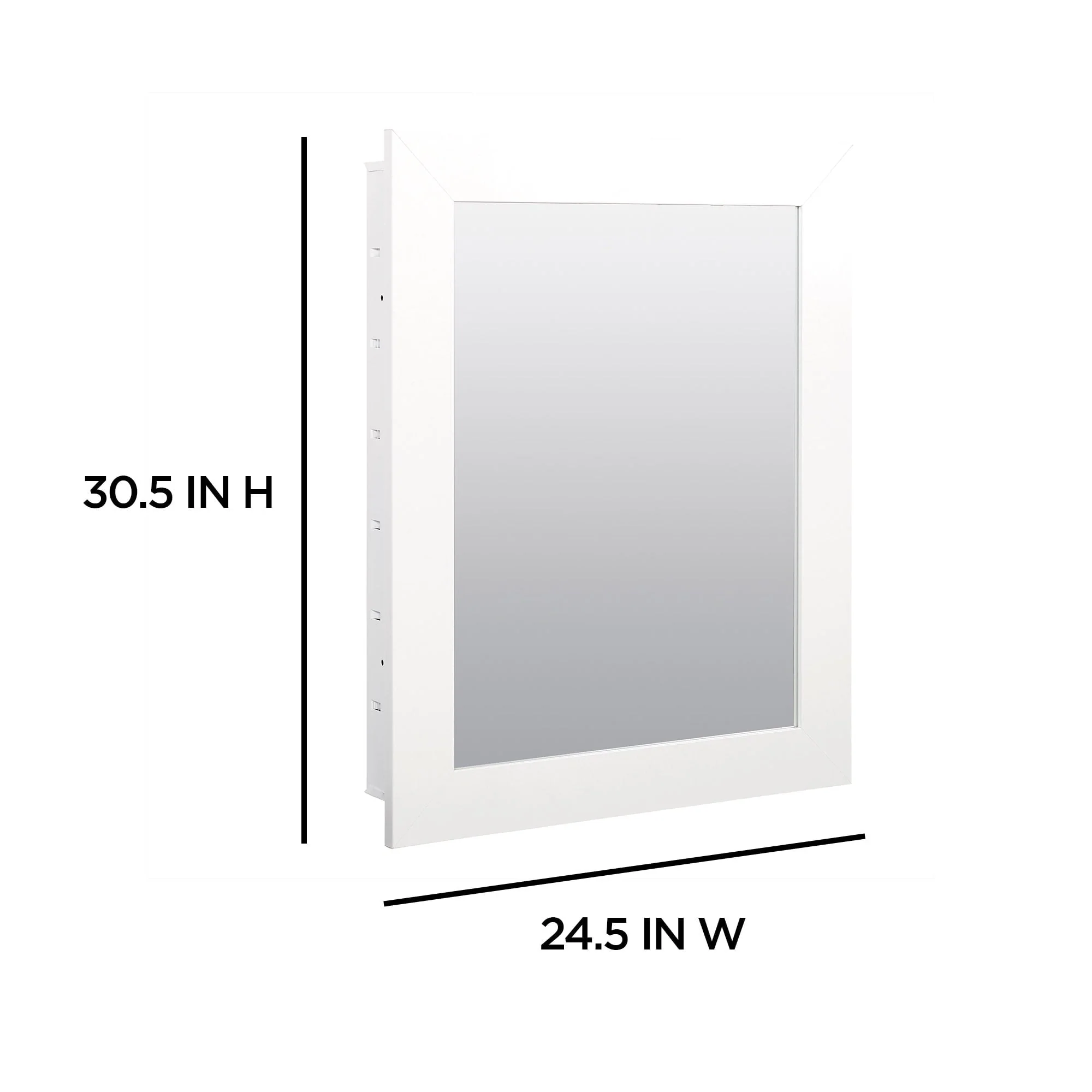 Zenna Home Recessed/Wall Mount Framed Mirror Medicine Cabinet, 24.5" x 30.5", White