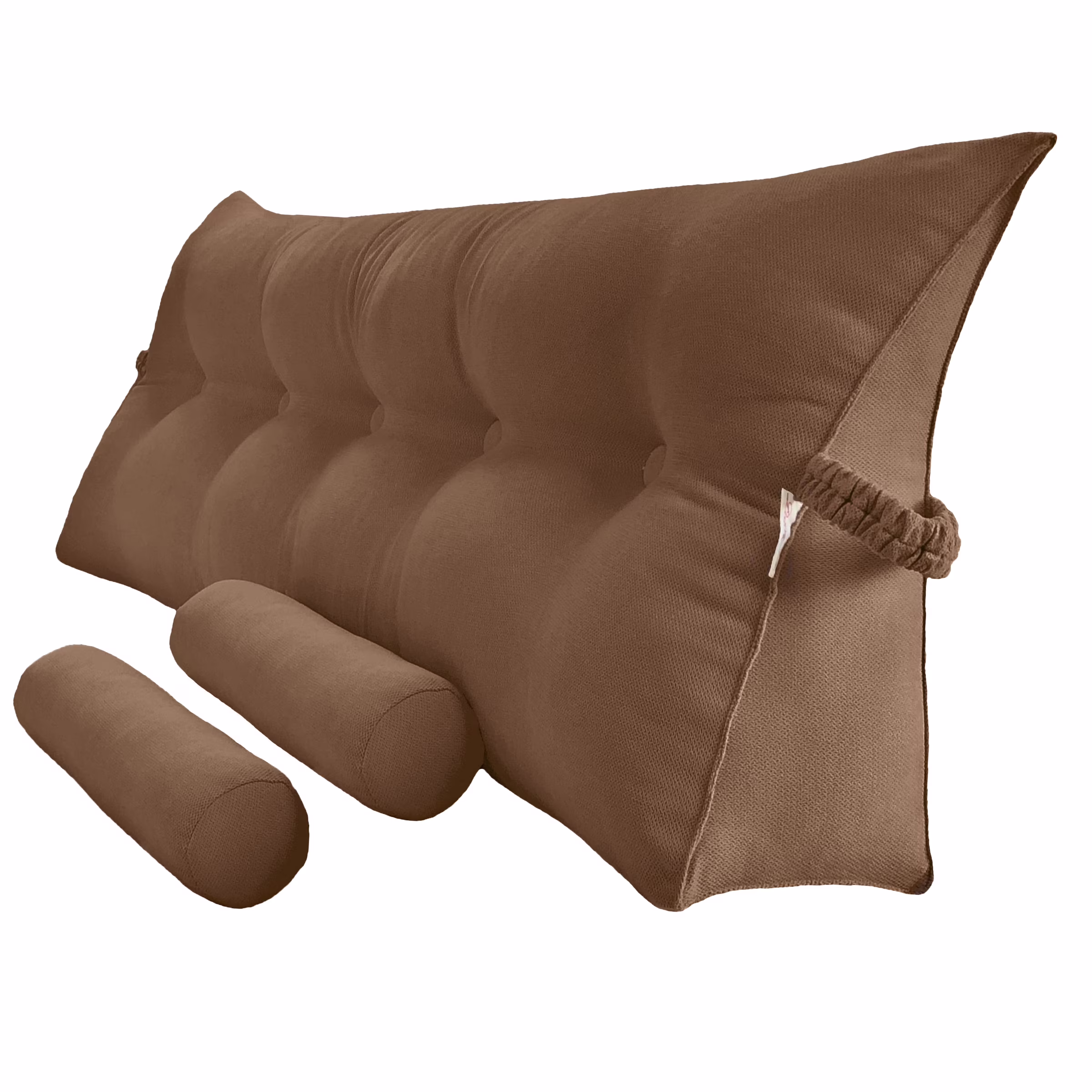 Peachwell Triangular Reading Bed Rest Pillow Large Bolster Cushion Headboard Backrest Wedge Pillow with Two Detachable Roll Pillows for Neck & Lumbar Support (Blue, Queen: 59 x 8 x 20 inches)