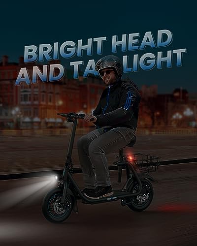URBANMAX Electric Scooter With Seat, 450W, 22 Miles, Black – C1