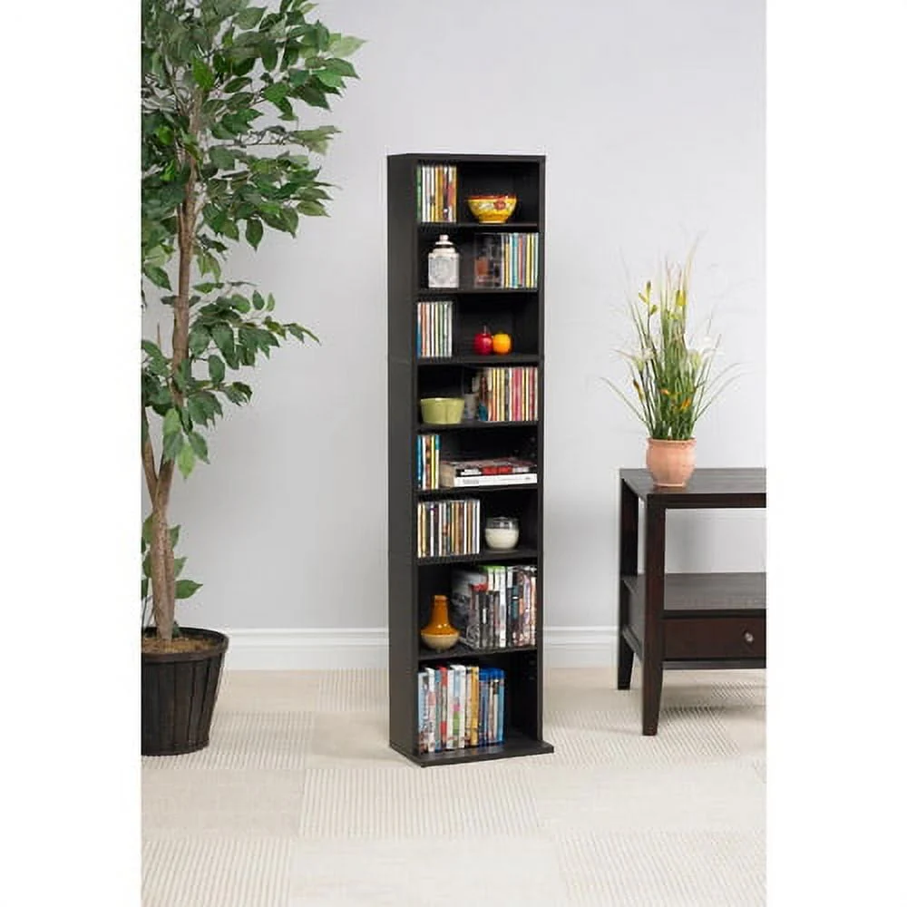 Atlantic 54″ x 13″ Summit Adjustable Wood Media Storage Shelf Bookcase, Espresso