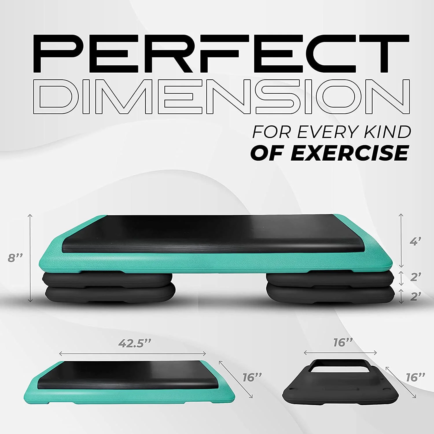 Yes4All Adjustable Aerobic Step Platform, 40 in x 16 in with 4 Risers, Black and Green