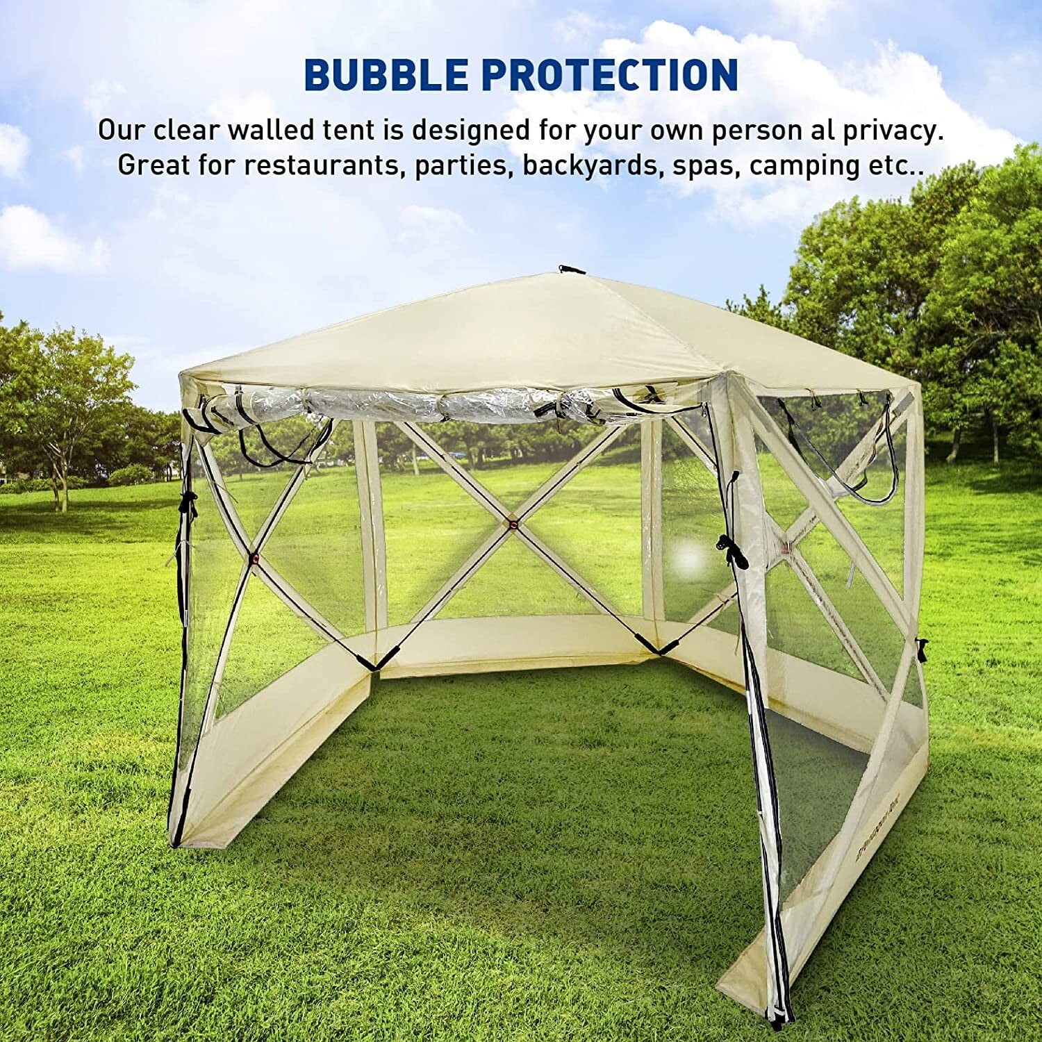 Pentagon Pop Up Bubble Tent Clear – 9.6′ X 9.6′ – Instant Weather Style Tent
