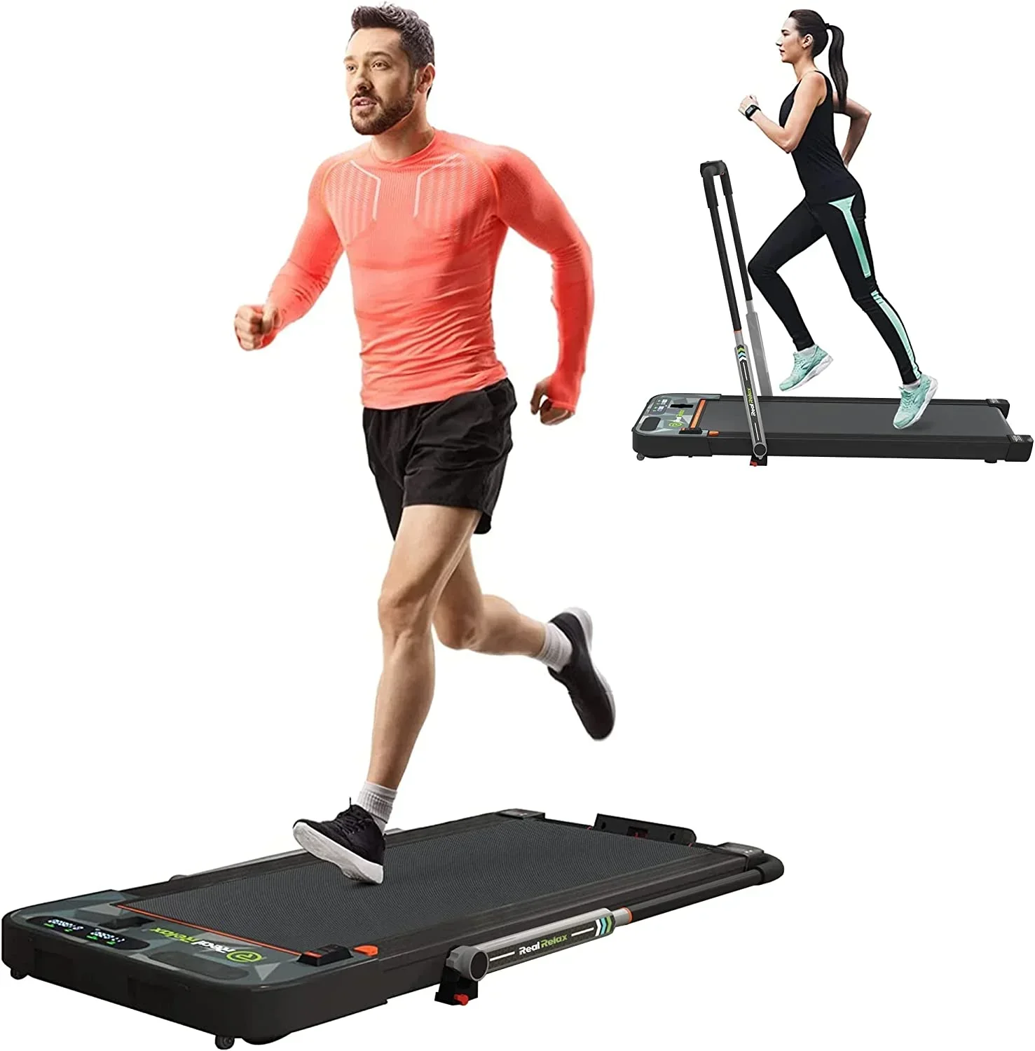 Real Relax 2 In 1 Folding Treadmill, 2.25HP, 42.5×17 Inch Belt – Home Office