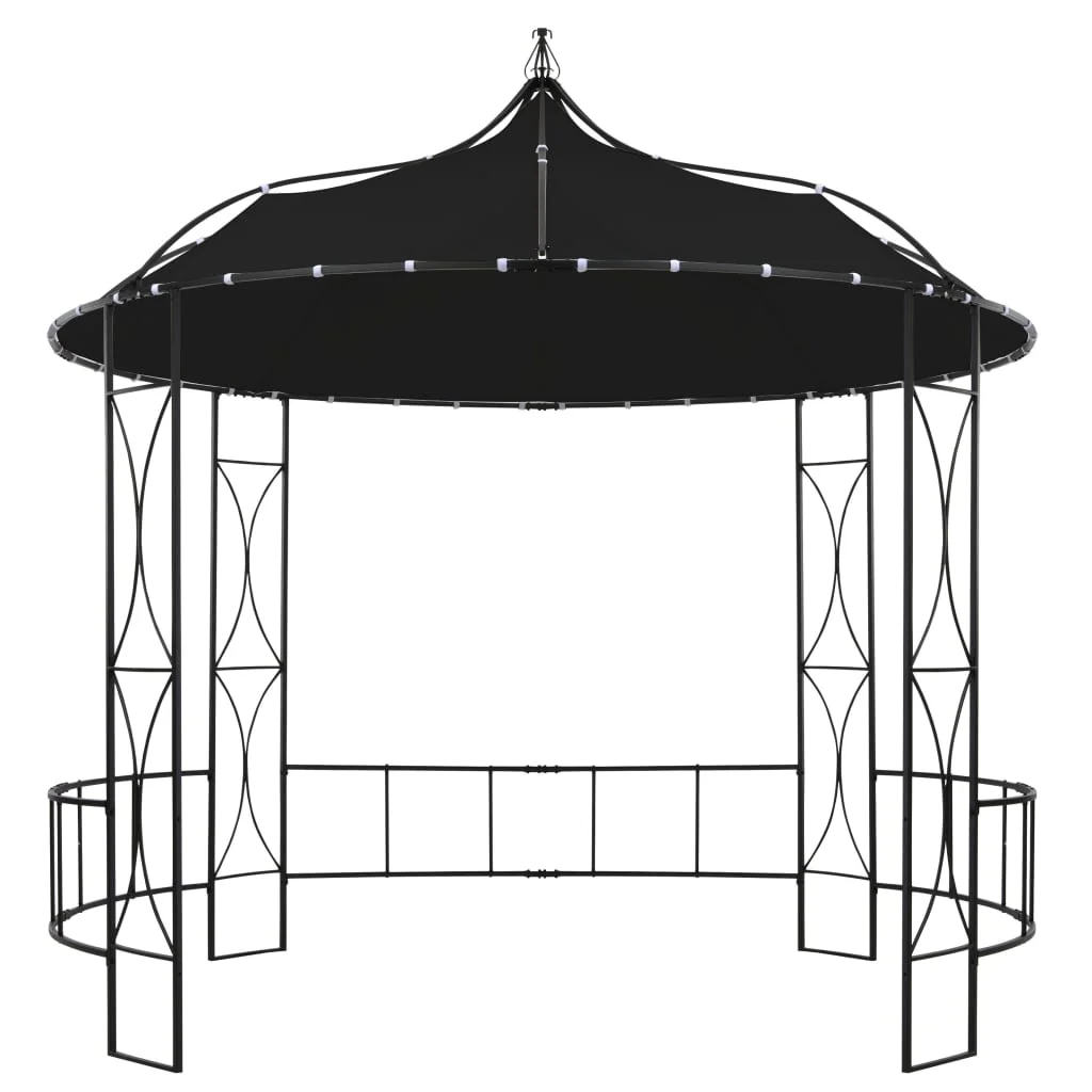 vidaXL Outdoor 9.8 x 9.5 Round Canopy Pavilion, UV & Water-Resistant, White & Black