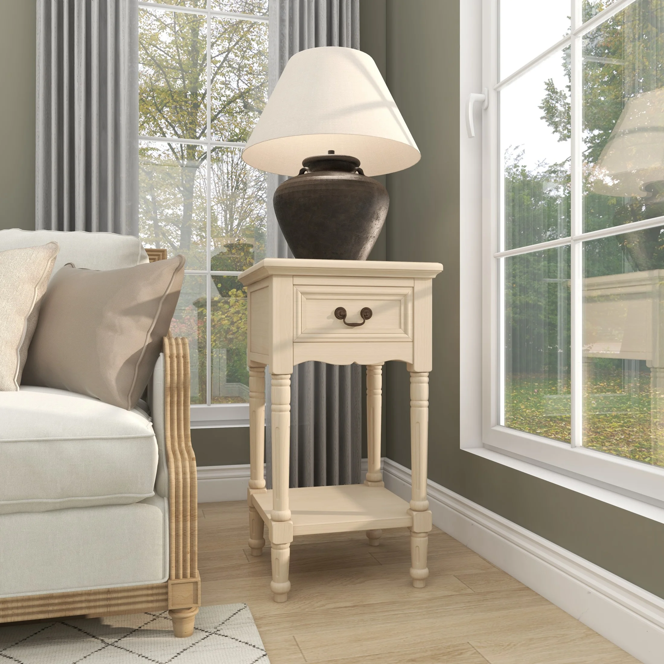 DecMode 17" x 25" Cream Wood 3 Drawer Cabinet, 1-Piece