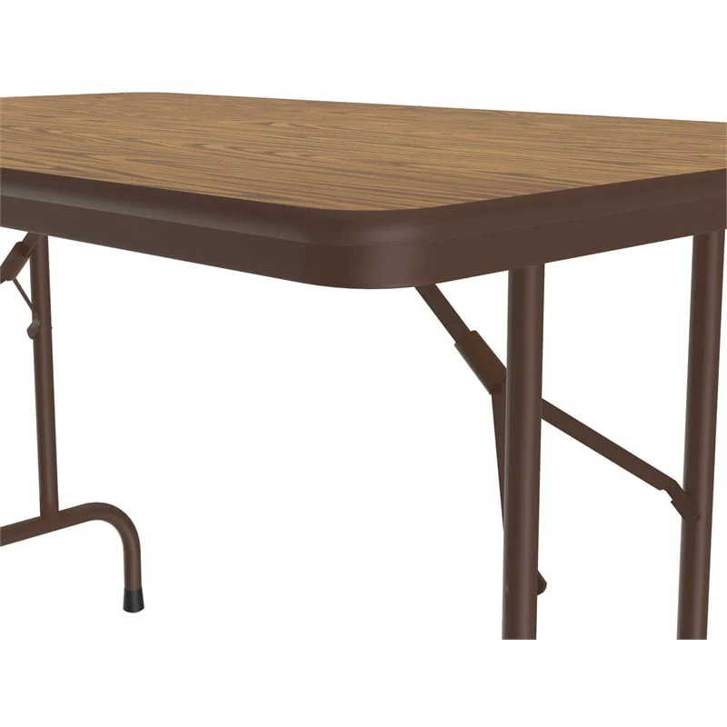 Correll 30″W x 48″D Melamine Top Folding Table in Medium Oak