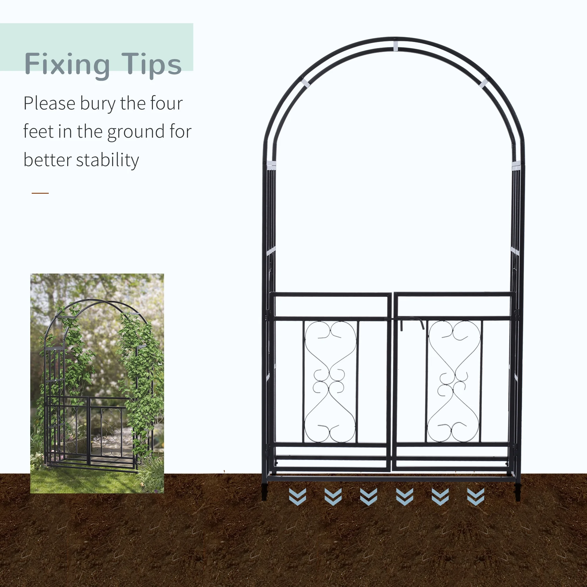Outsunny 4ft x 7ft Metal Garden Arch Backyard Bridal Archway Wedding Decoration