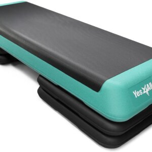 Yes4All Adjustable Aerobic Step Platform, 40 in x 16 in with 4 Risers, Black and Green