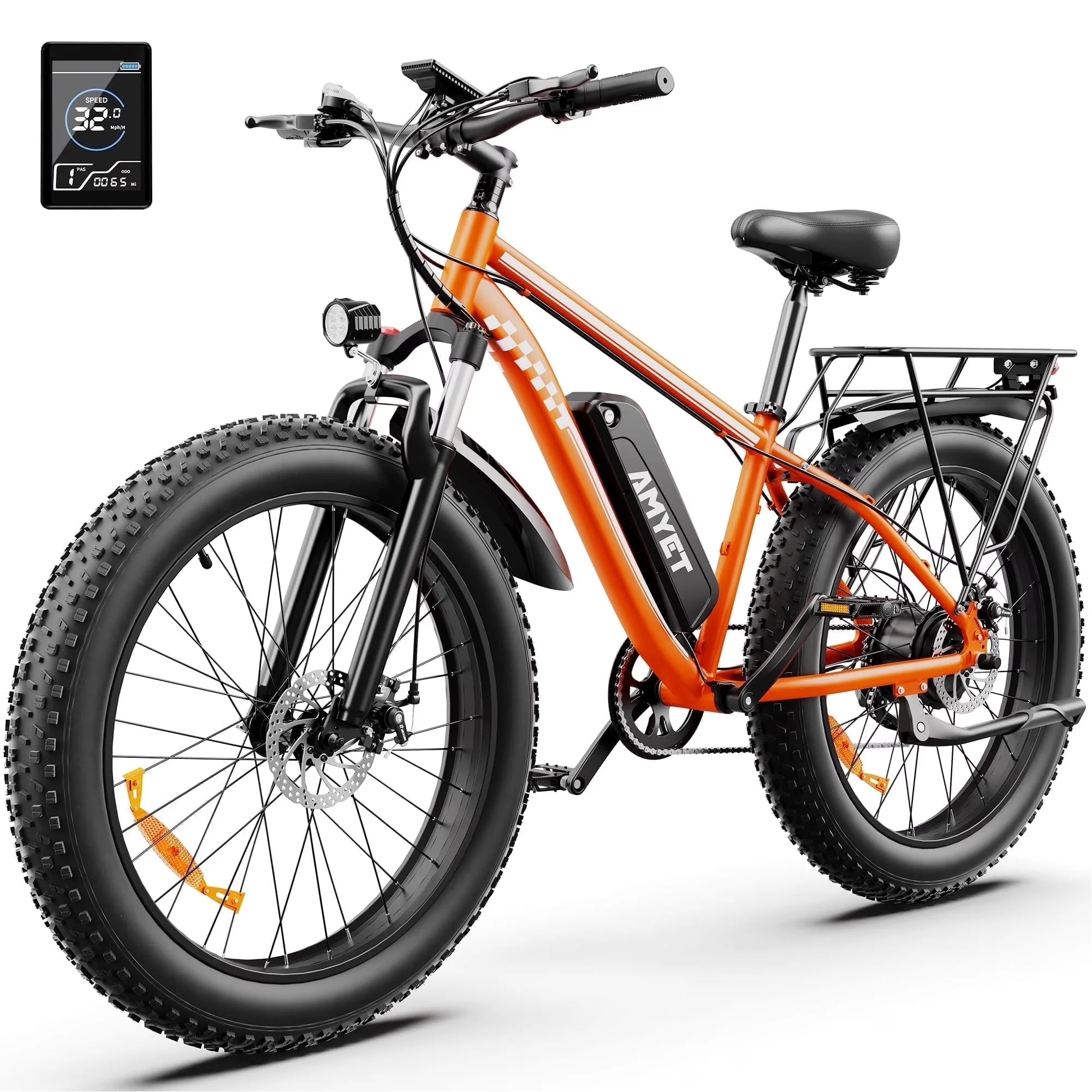 AMYET 26 x 4 Fat Tire Electric Mountain Bike, 48V 15Ah, 7-Speed – EB26