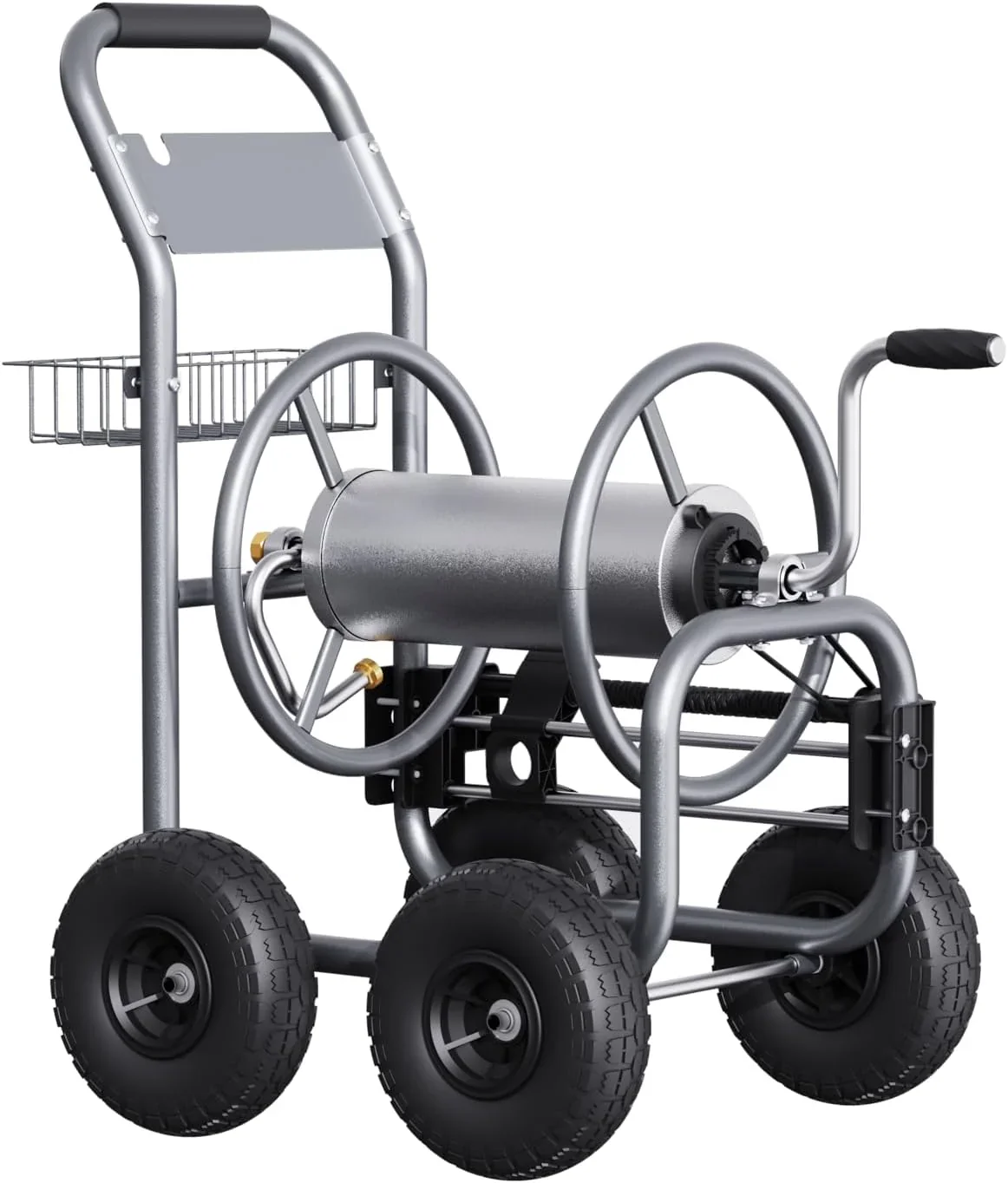 Hose Reel Cart, Hose Cart with Wheels Heavy Duty, Industrial Hose Reels for Outside, 250-Feet of 5/8″ Hose Capacity, Hose Guide Pre-Installed
