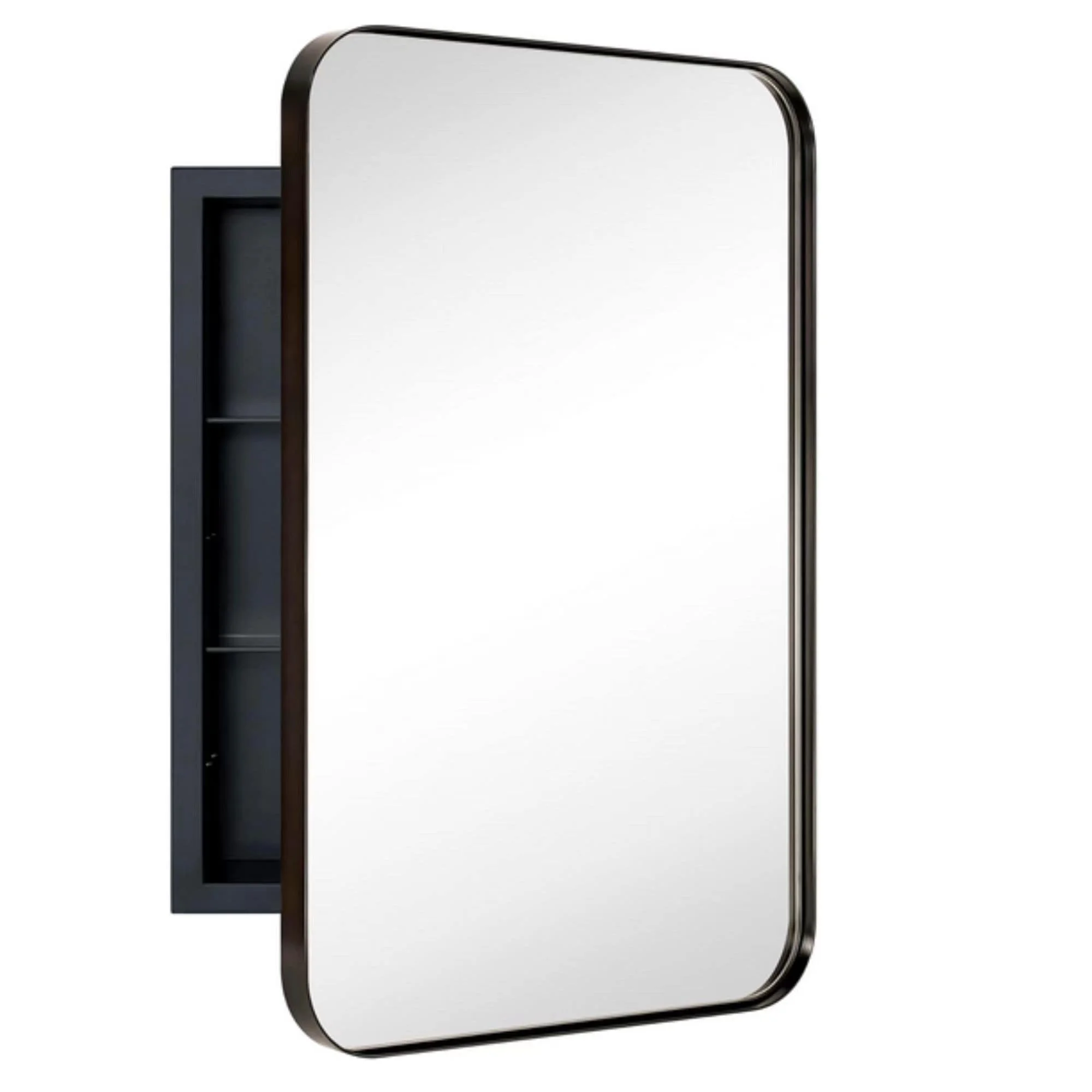 TEHOME WH Recessed Framed Medicine Cabinet with Mirror and Adjustable Shelves 16" x 24" - Chrome