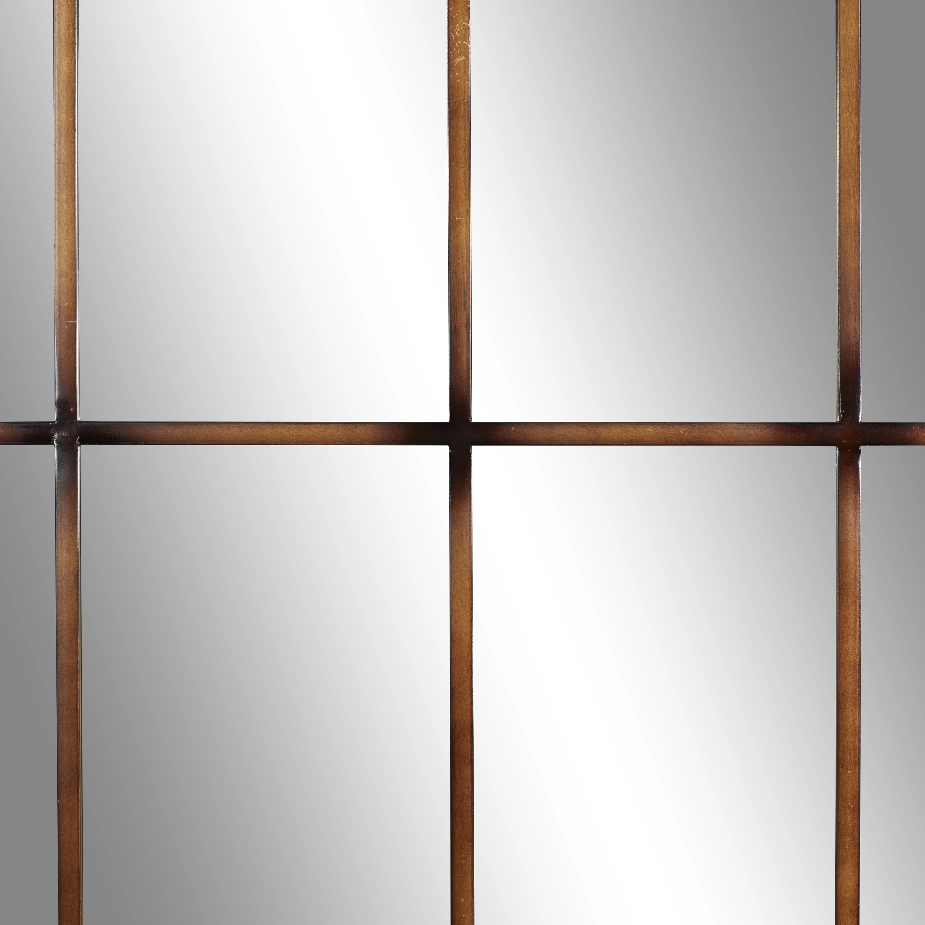DecMode 39" x 71" Copper Window Pane Inspired Wall Mirror with Arched Top