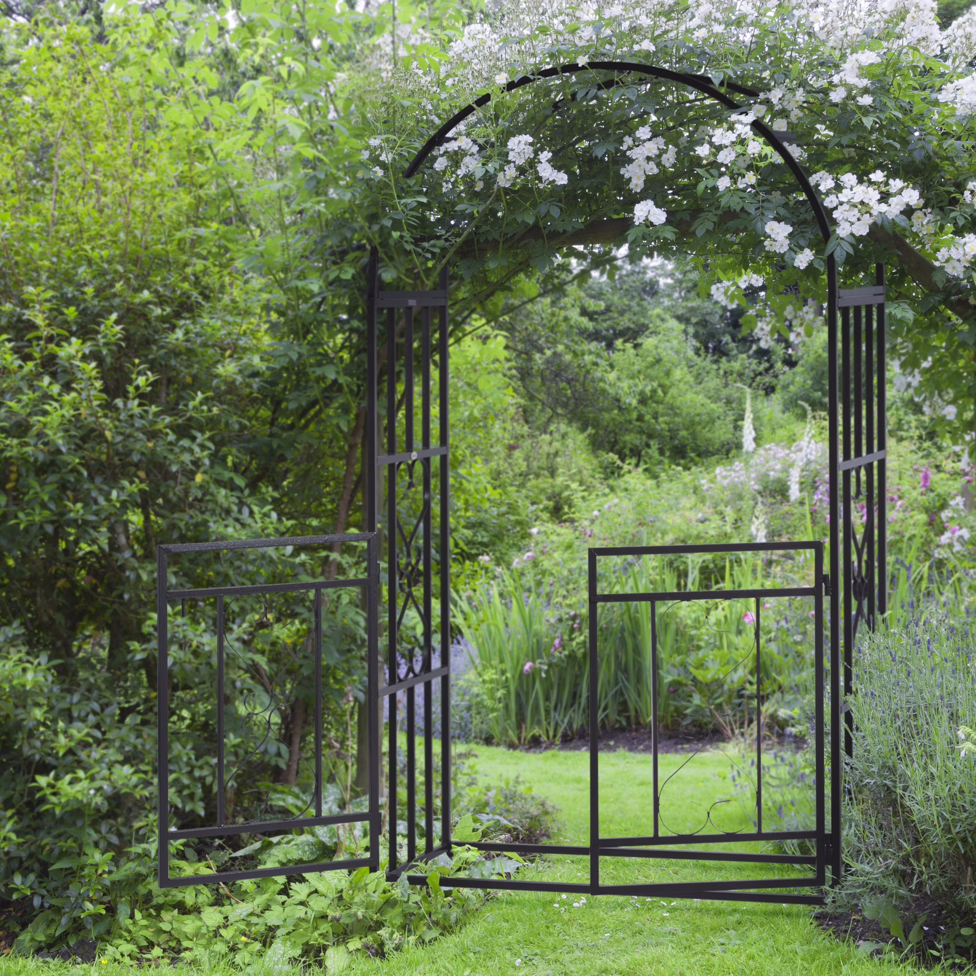 Outsunny 4ft x 7ft Metal Garden Arch Backyard Bridal Archway Wedding Decoration