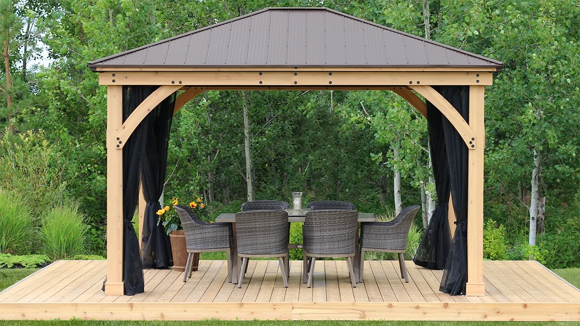 Yardistry 12′ x 14′ Meridian Hardtop Gazebo Mosquito Mesh Kit, Beige