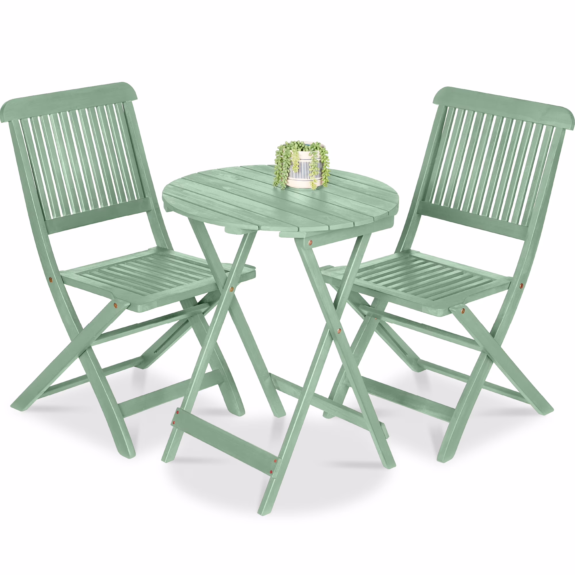 Best Choice Products 3-Piece Acacia Wood Bistro Set, Folding Patio Furniture w/ 2 Chairs, Table - Natural
