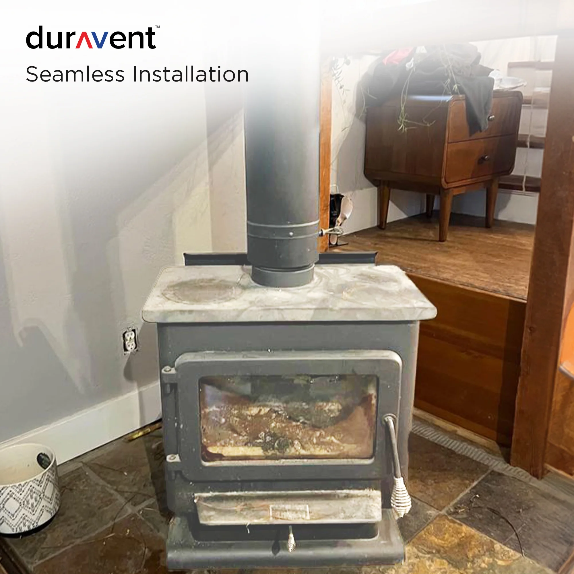 DuraVent DuraBlack 48 x 8 Inch Stainless Steel Single Wall Stove Pipe