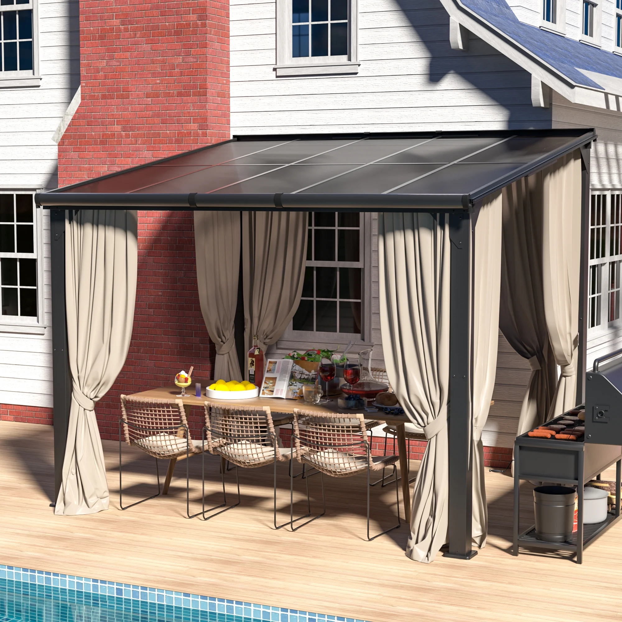 Jaxpety 14 x 10 ft. Hardtop Gazebo Outdoor Awnings for Patio, Backyard, Porch