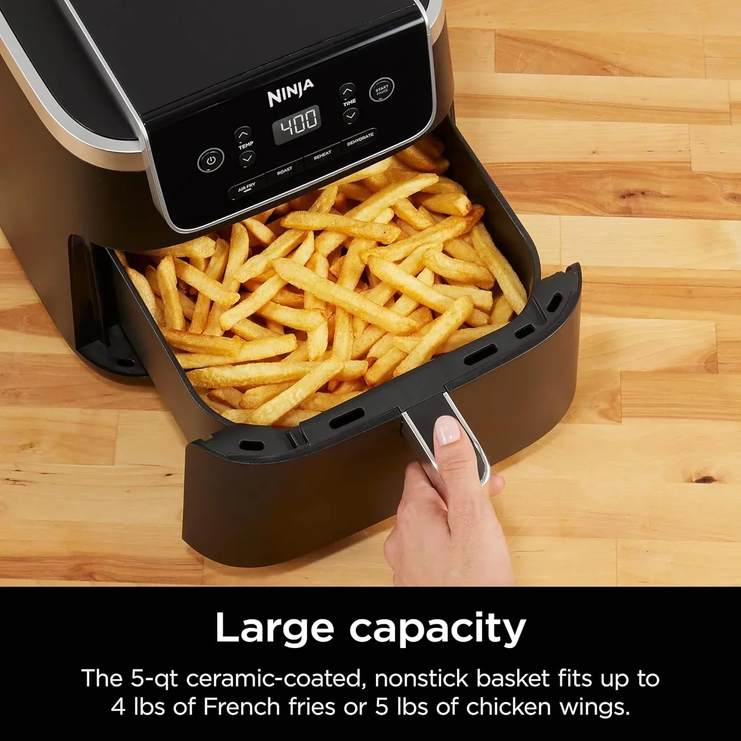 Ninja Air Fryer Pro 5-quart 4-in-1 air fryer that air fries bakes reheats and dehydrates