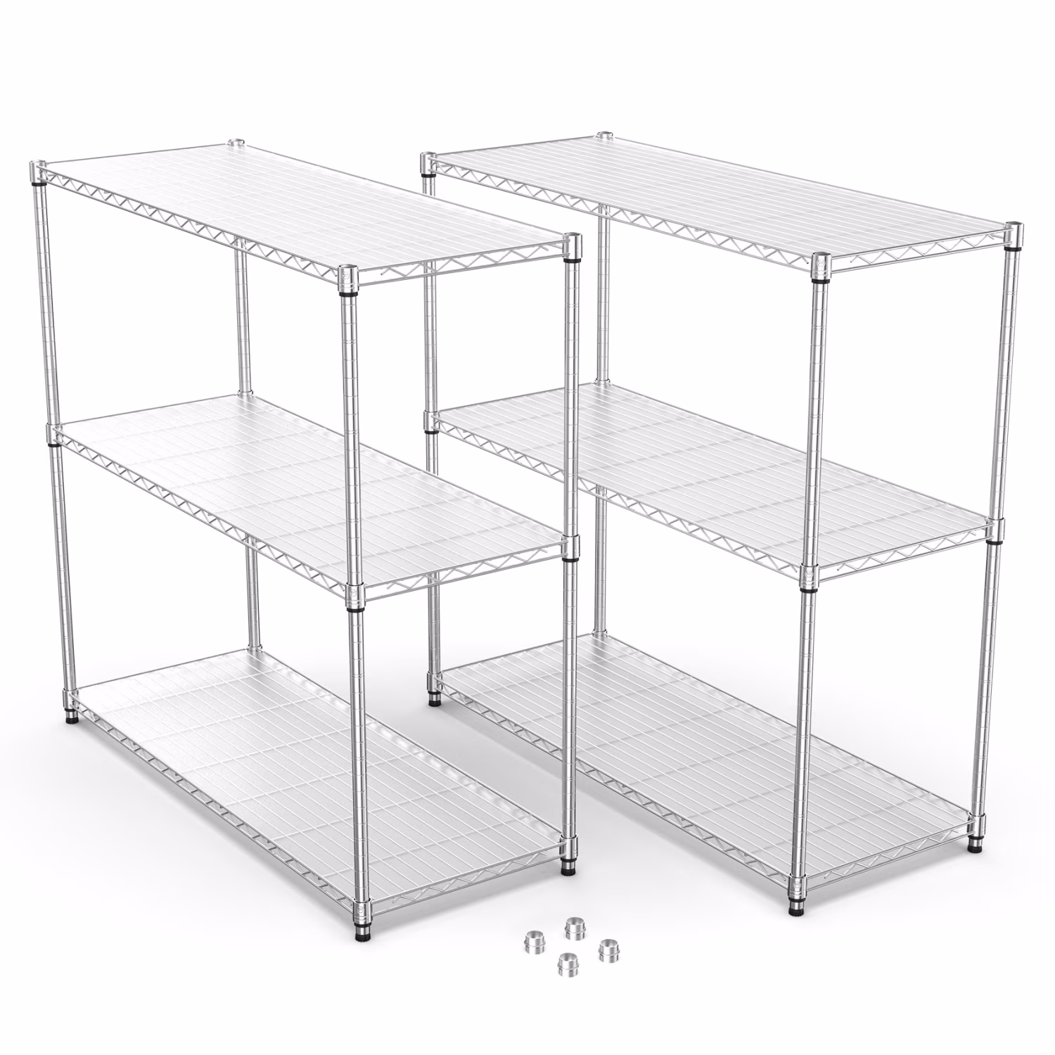 Holaki 3 Tier NSF Metal Shelf Wire Shelving Unit – Set of 2, 1050lbs Capacity Heavy Duty Adjustable Storage Rack with Shelf Liners, Chrome (48″ H x 48″ L x 18″ D)