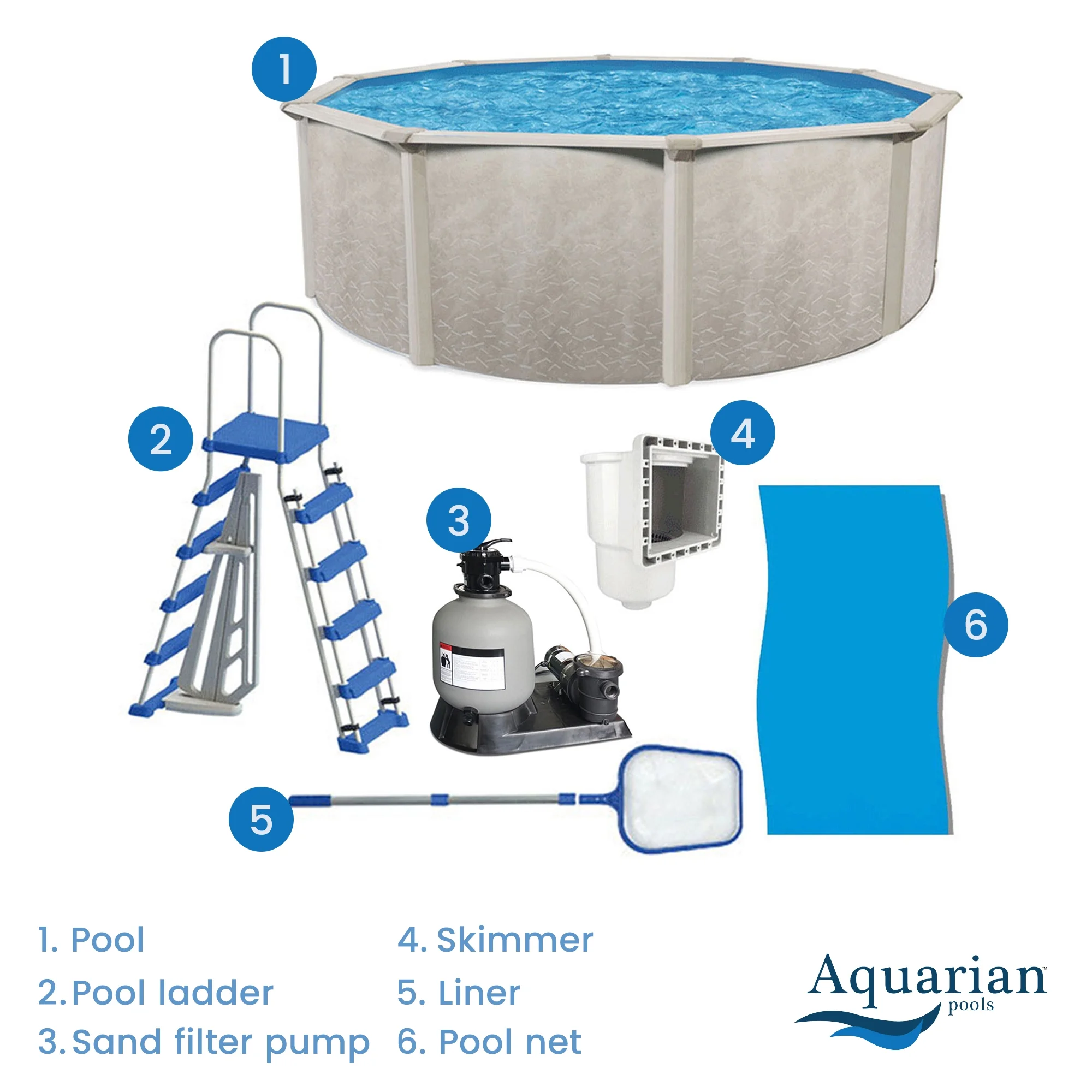 Aquarian Phoenix 15' x 52" Steel Frame DIY Family Above Ground Pool Kit