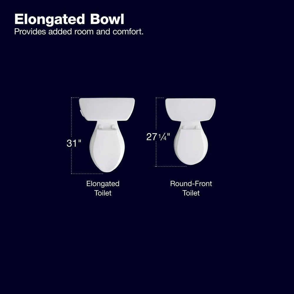 KOHLER Highline Arc Extra Tall Elongated Toilet, White, 1.28 GPF, 2-Piece - 78305-0