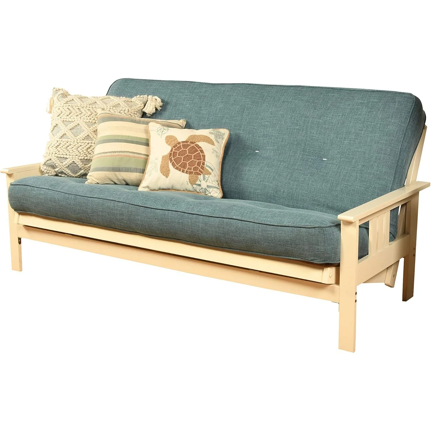 Homestock African Artifacts Full Size Futon Frame Set with Mattress, Easily Converts to Bed, Versatile Design Futon Frame for All Spaces, 33"H x 79"L x 37"D-Color:Linen Charcoal,Size:Barbados