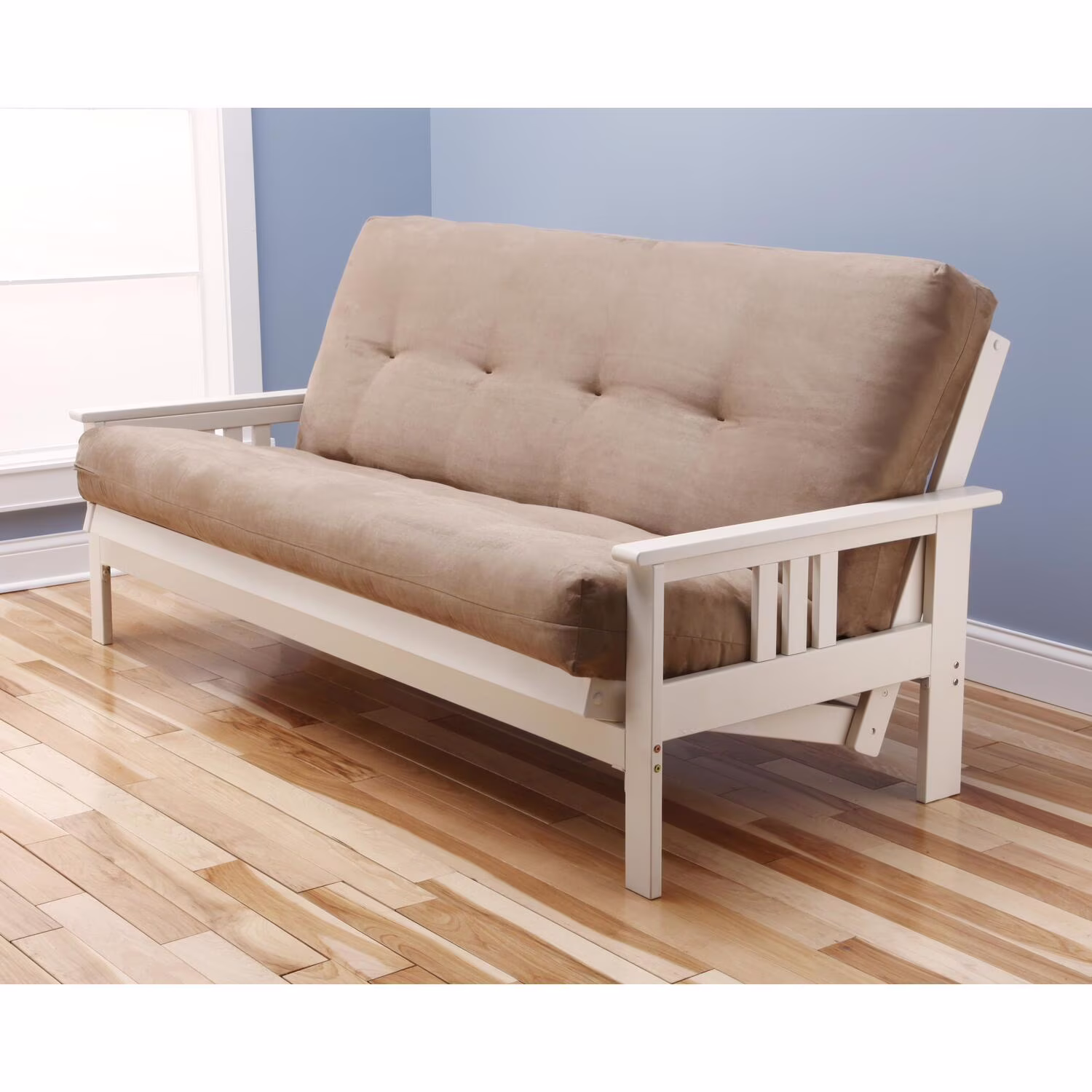 Homestock African Artifacts Full Size Futon Frame Set with Mattress, Easily Converts to Bed, Versatile Design Futon Frame for All Spaces, 33"H x 79"L x 37"D-Color:Linen Charcoal,Size:Barbados