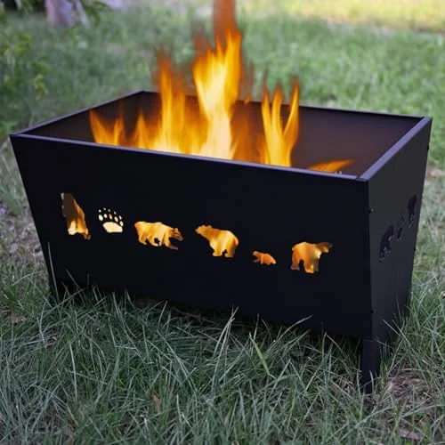 Large Rectangular Burn Pit for Outdoor Leaf & Yard Waste Burning C Heavy-Duty Steel Burn Barrel for Backyard, Camping, or Farm Use C Portable Garbage Incinerator Bin (26.8” x 18.5” x 16.5”)