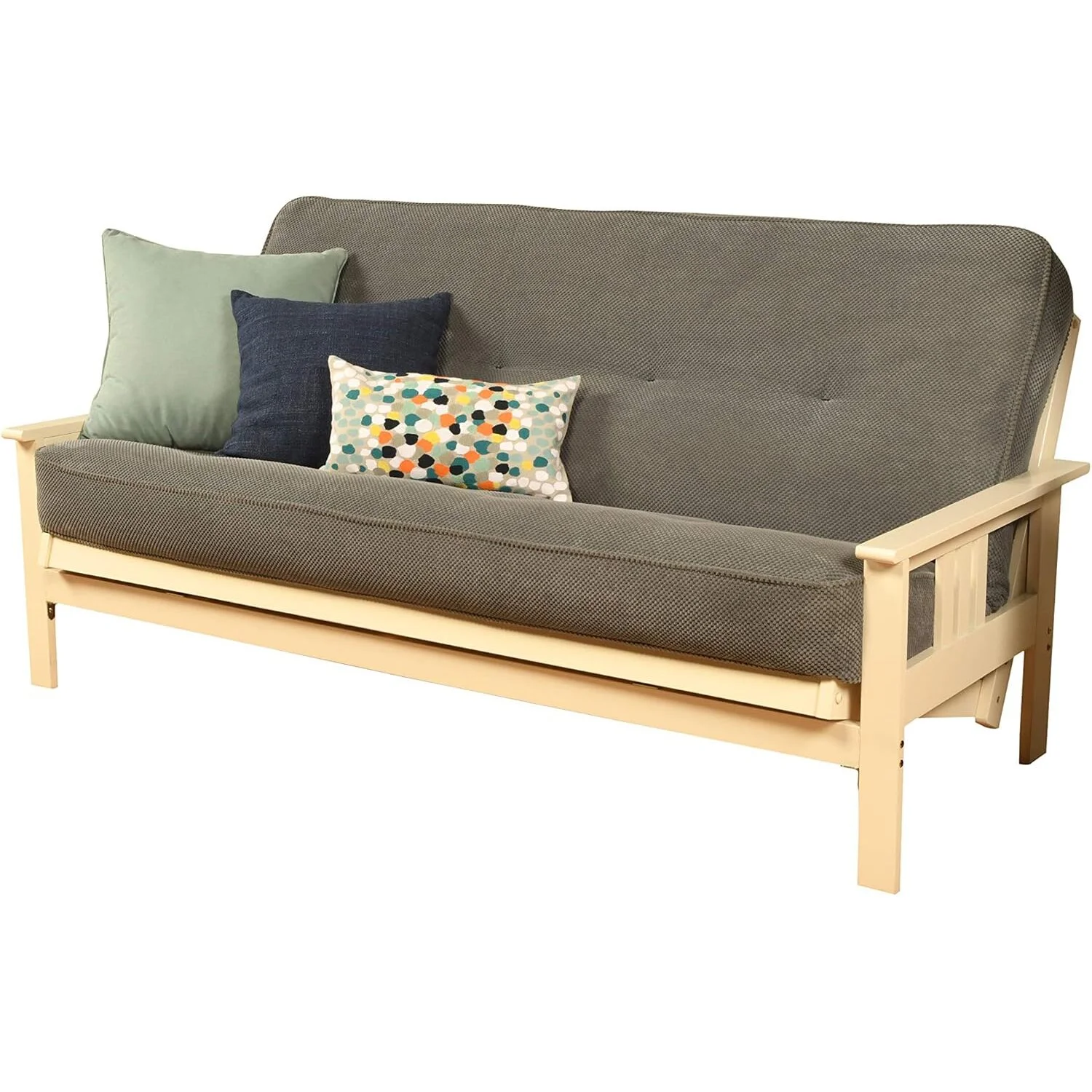 Homestock African Artifacts Full Size Futon Frame Set with Mattress, Easily Converts to Bed, Versatile Design Futon Frame for All Spaces, 33"H x 79"L x 37"D-Color:Linen Charcoal,Size:Barbados