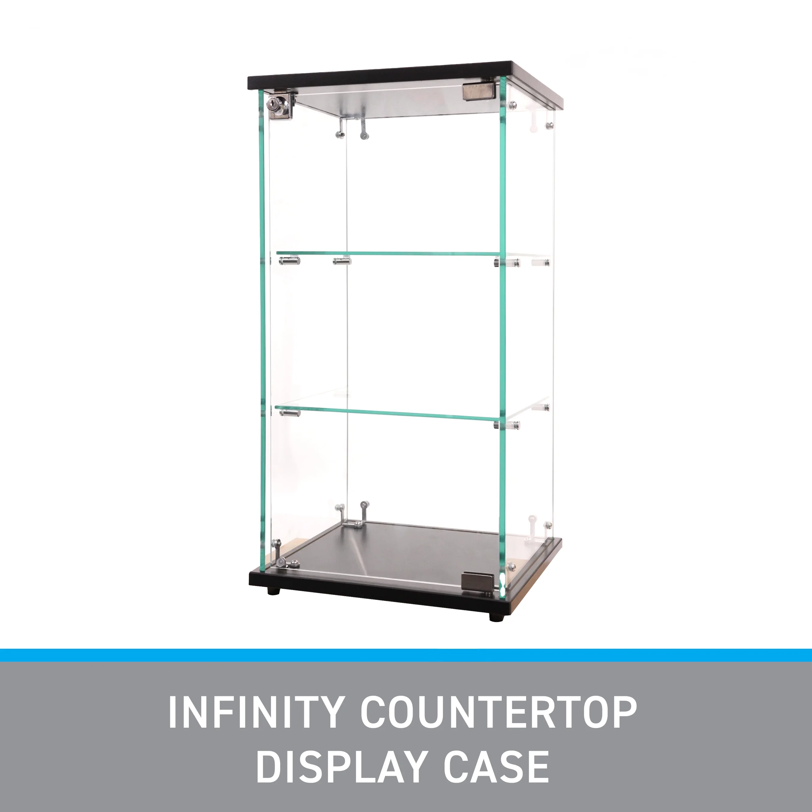 SSWBasics Infinity Countertop Glass Display Case (Ready to Assemble) - 12-1/4"W x 14-1/4"D x 27-1/4"H - Showcase Cabinet Bookcase with Lock Perfect for Displaying Smaller Items