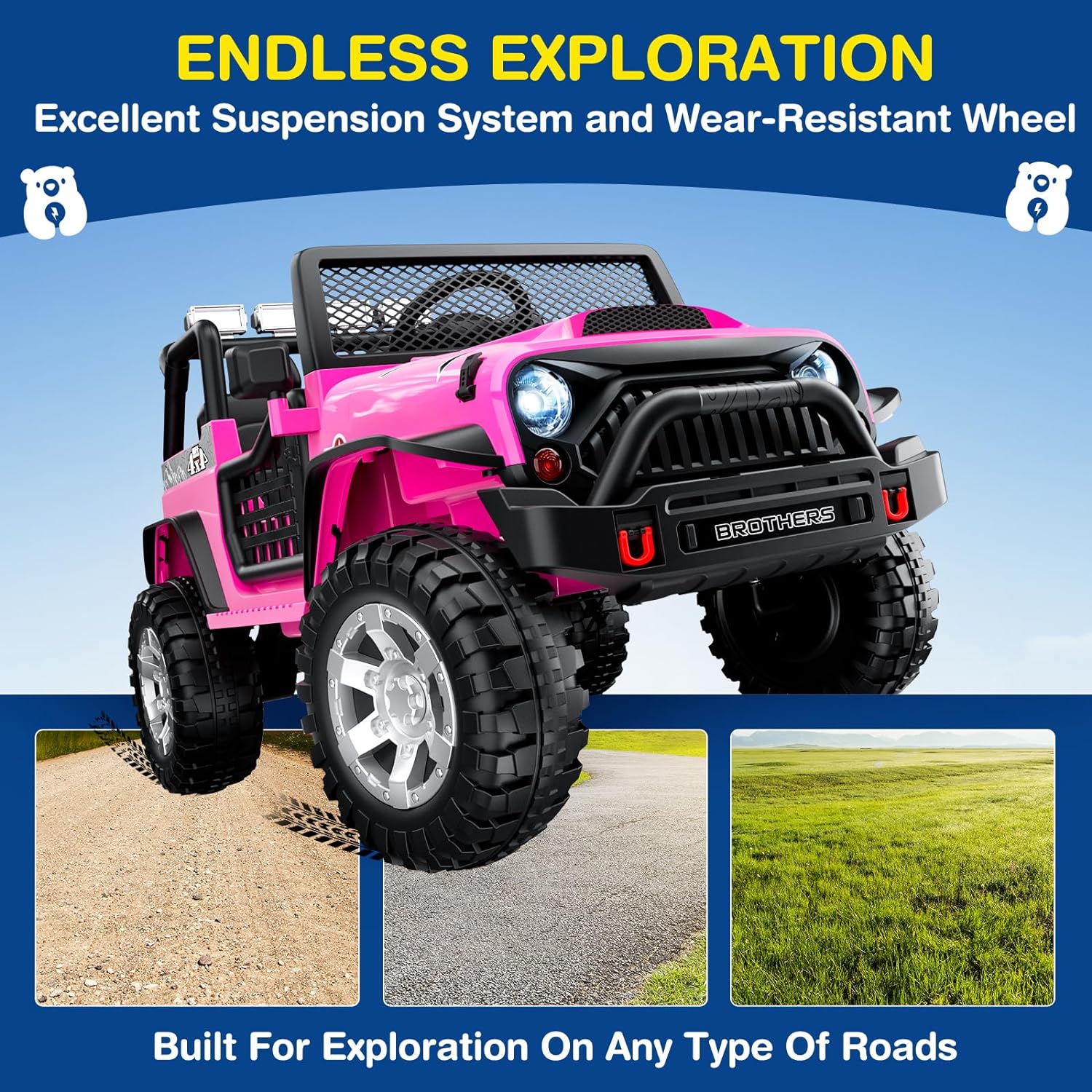 L8 Ride On Car 2 Seater 12V Kids Electric Car Remote Control 4-Wheel Suspension Bluetooth Speaker