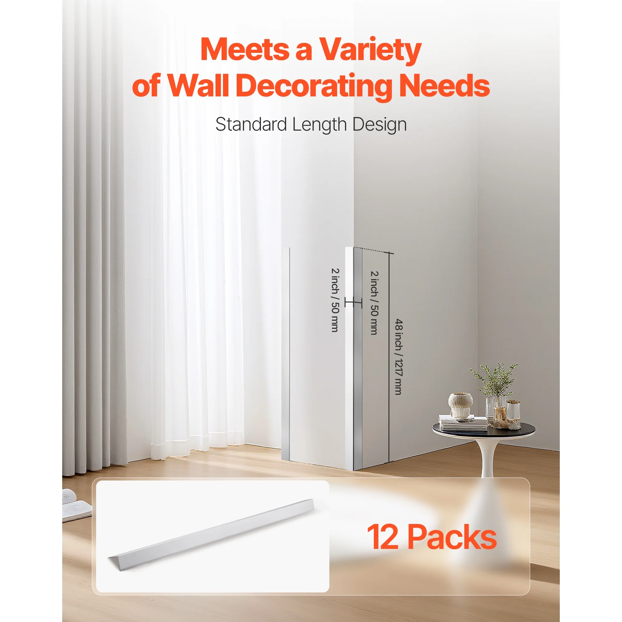 KFFKFF Aluminum Alloy Wall Corner Protector, 2 x 2 x 48 inch, 12 Pack Metal Edge Guards, L-Shaped 90-Degree Angle Trim for Wall Protection in Homes, Offices, and Commercial Spaces