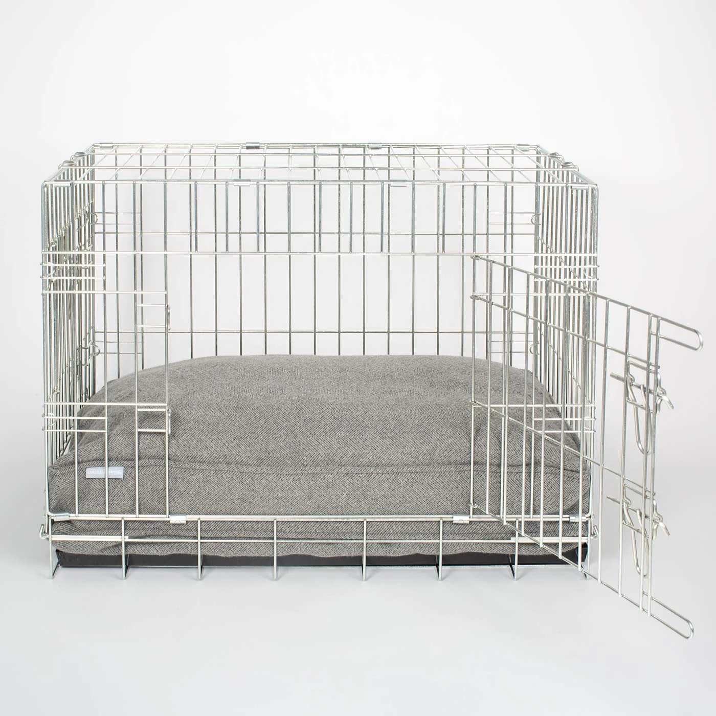 Dog Cushion in Pewter Herringbone Tweed