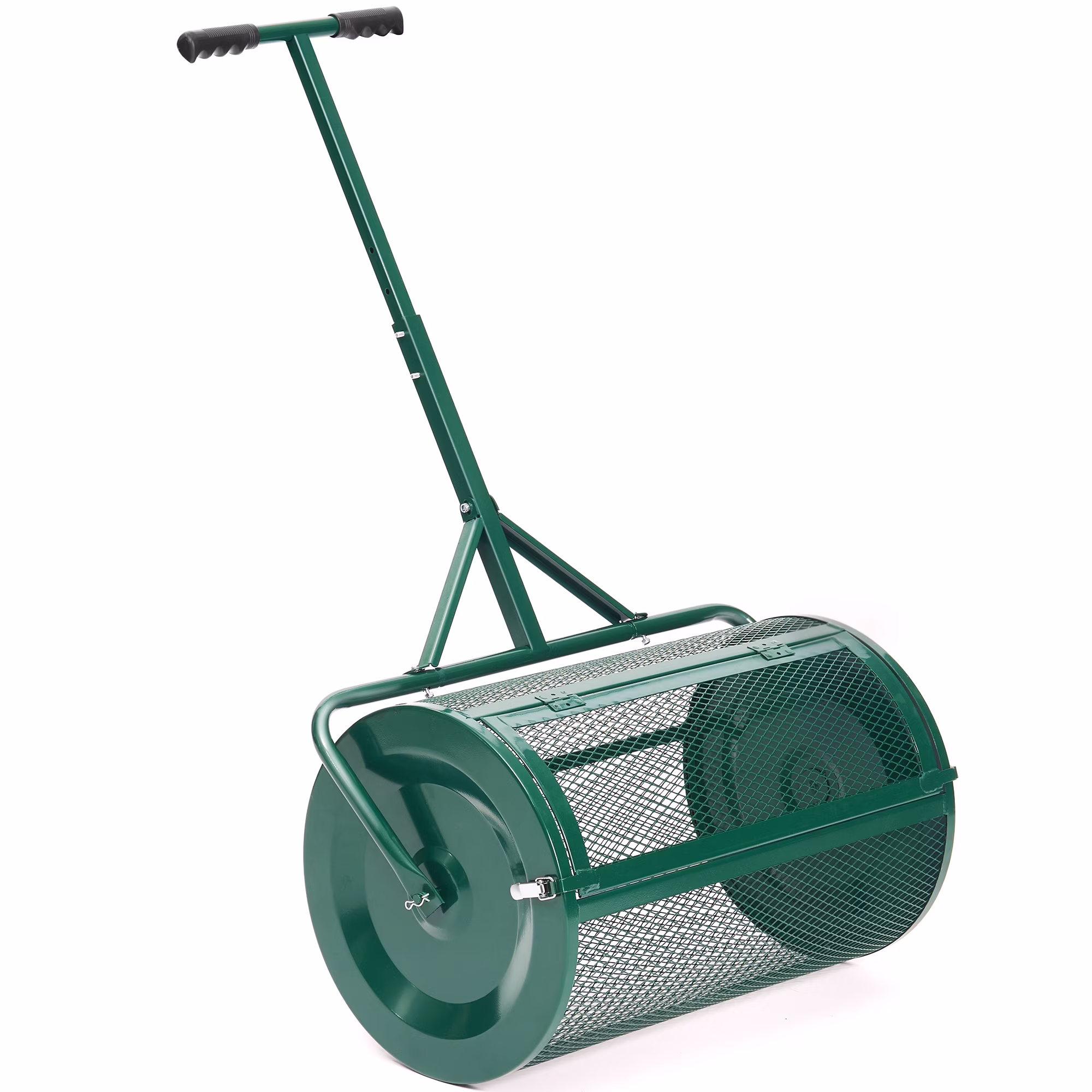 MUCHANT 24″ Compost Spreader, Heavy-Duty Metal Mesh Spreader with Adjustable Handle for Lawn, Green
