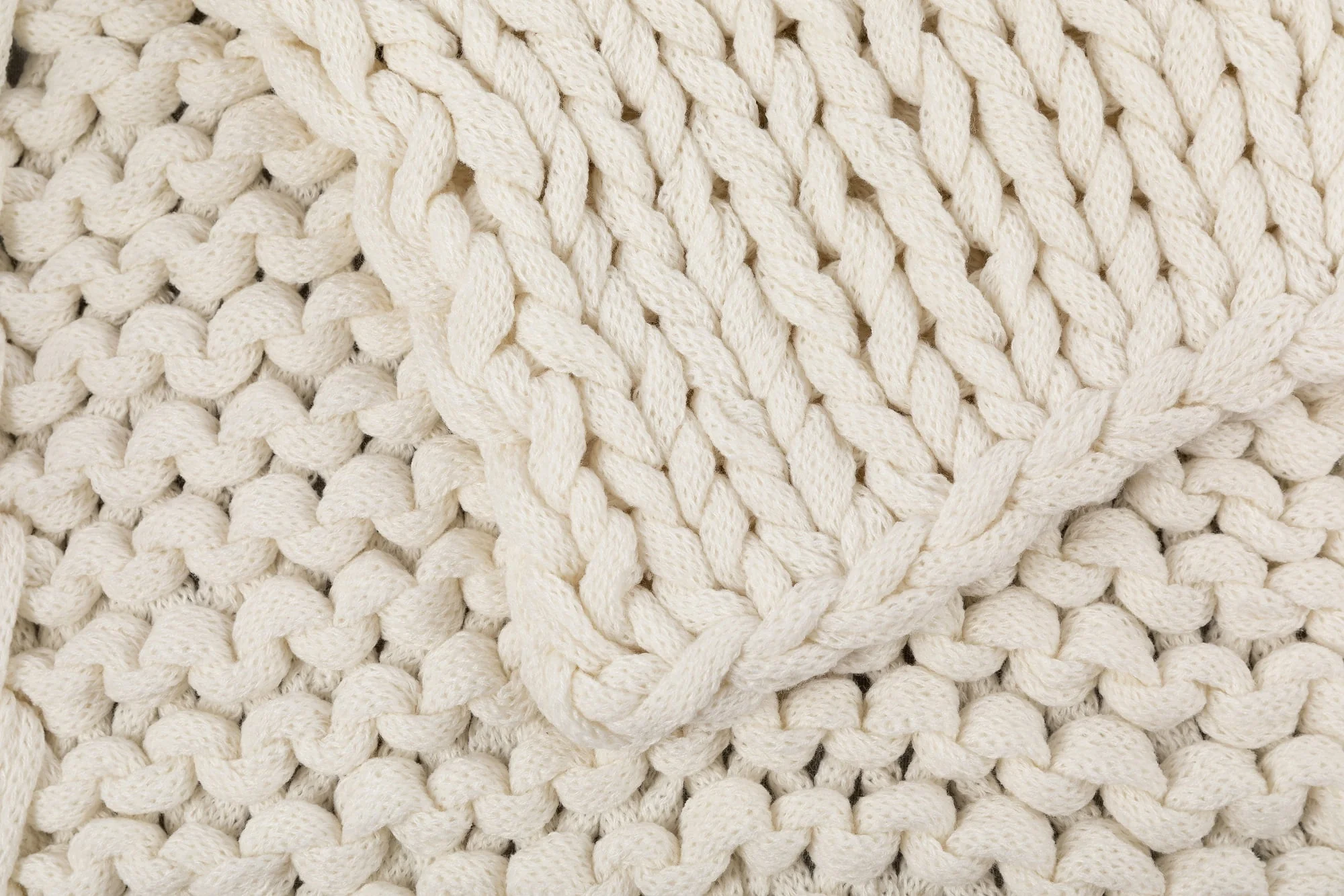 Silver One Super Chunky Knitted Throw Blanket, White, 50" x 60"