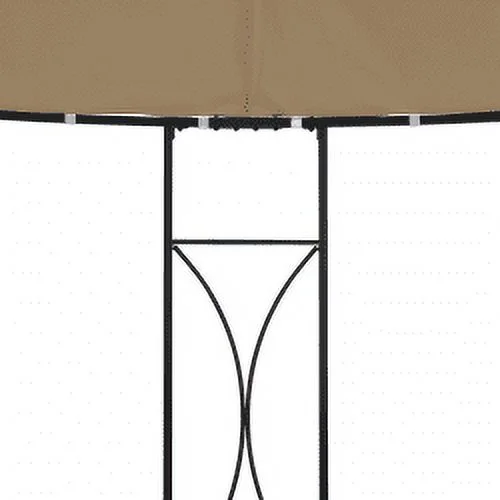 vidaXL Outdoor 9.8 x 9.5 Round Canopy Pavilion, UV & Water-Resistant, White & Black
